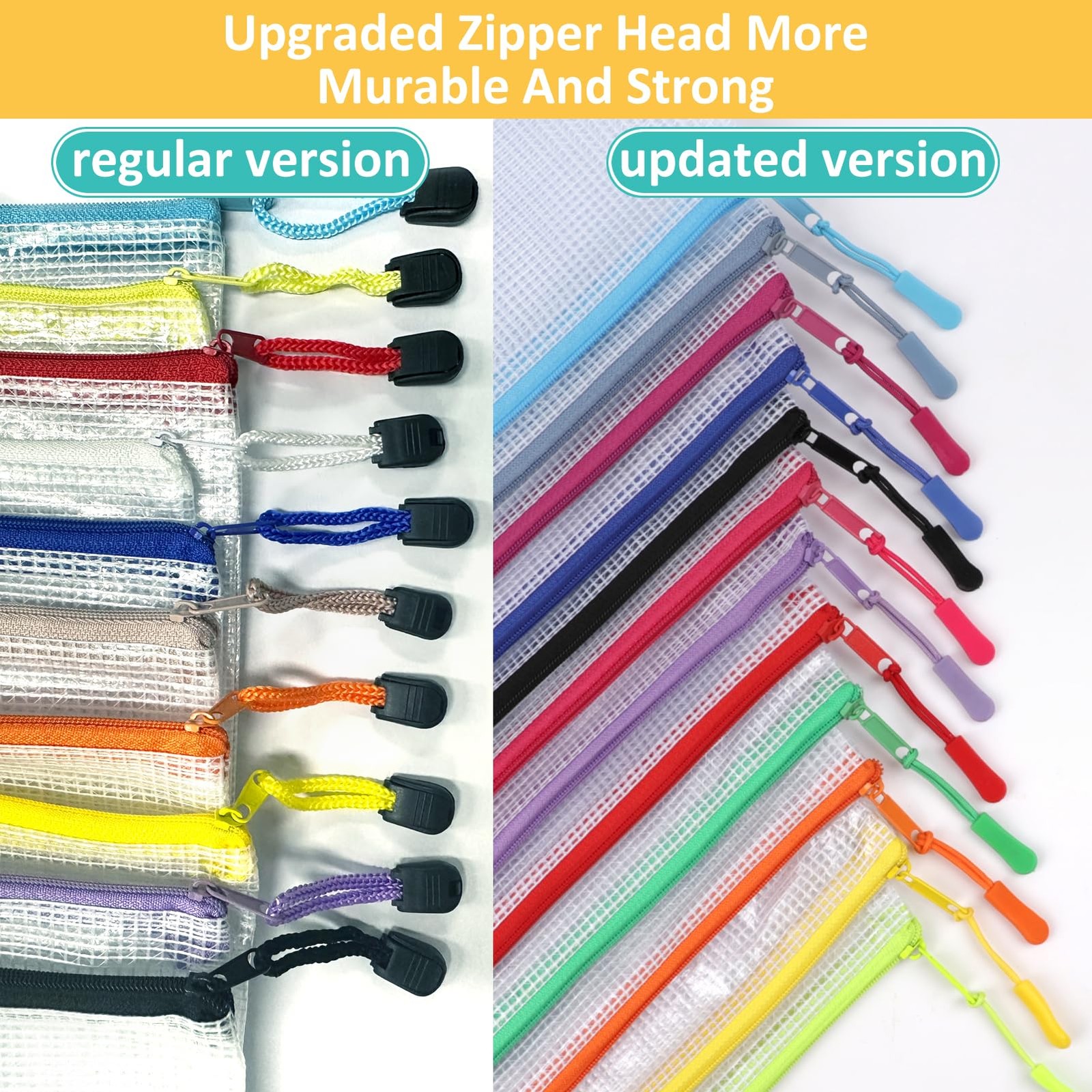 12Pcs Zipper File Bags, A4 Mesh Organizer, Board Games Supplies, Multicolor