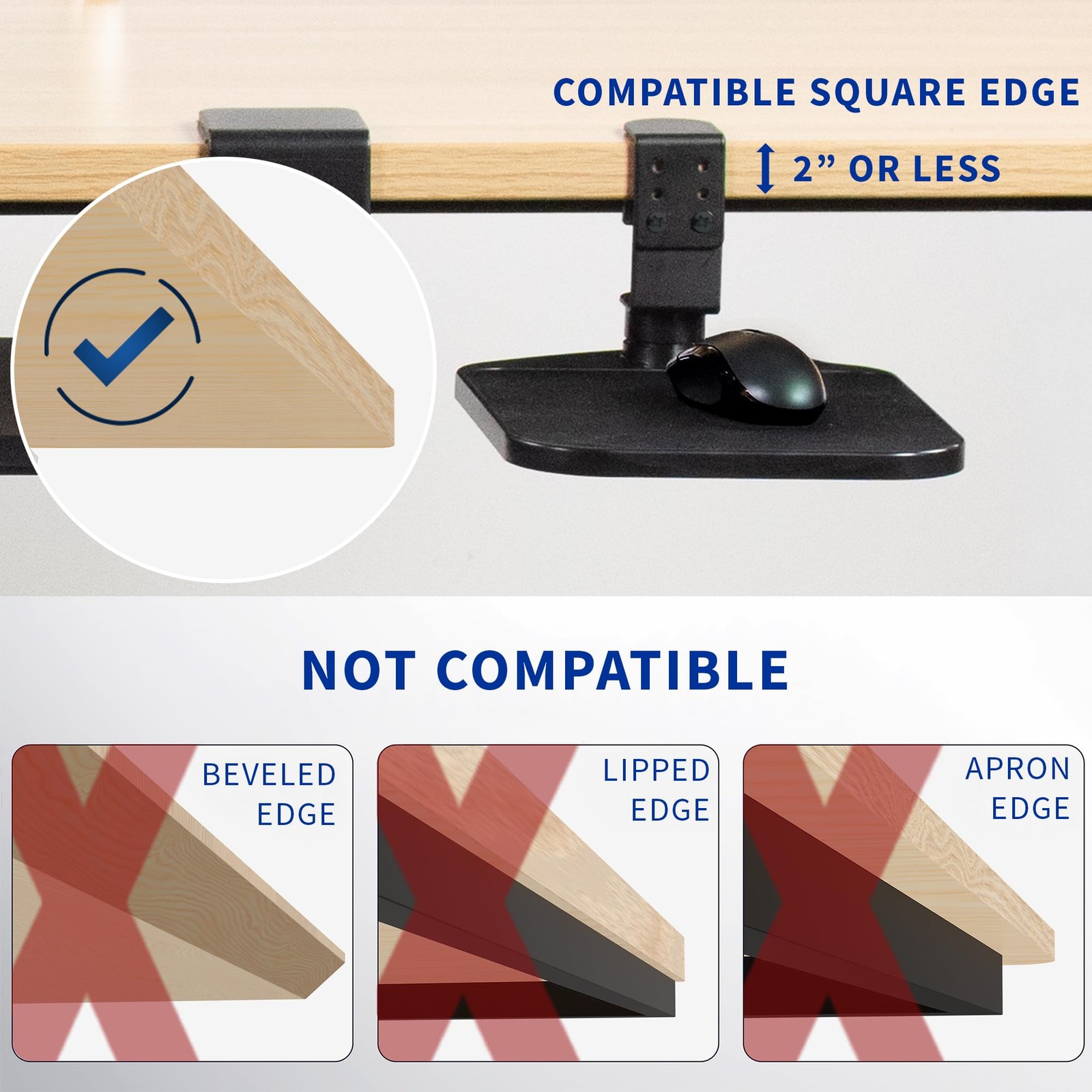 VIVO Clamp-on Mouse Pad Holder Platform, Adjustable 9.8L x 7.7W inches, Black