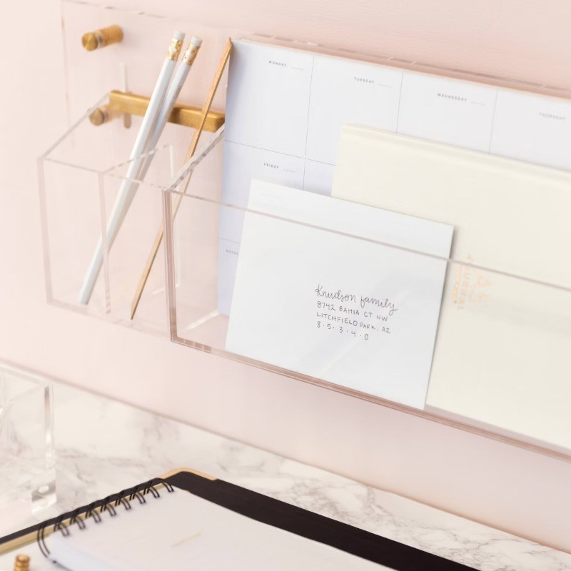 Acrylic Rail: Clear Desk Organizer for Office Supplies, 24" Wide