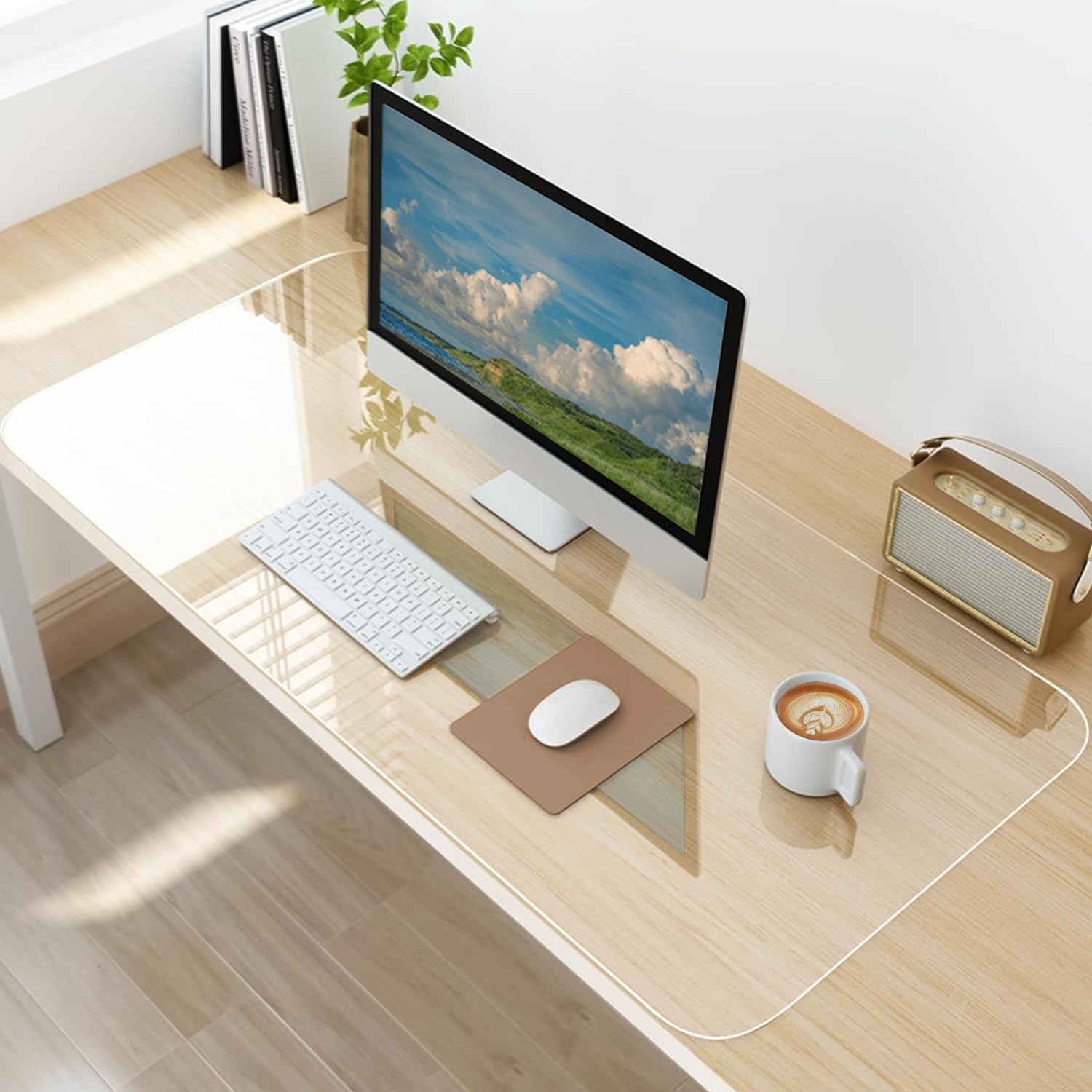 Lbjfyhjn Clear Desk Mat Non-Slip Pvc Desk Protector Mat Round Edge Heat Clear