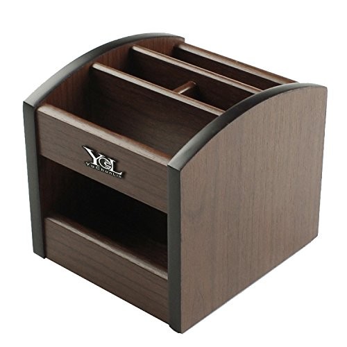 YCL YUCHUNLIN Wooden pen holder for desk,Rotating remote brown