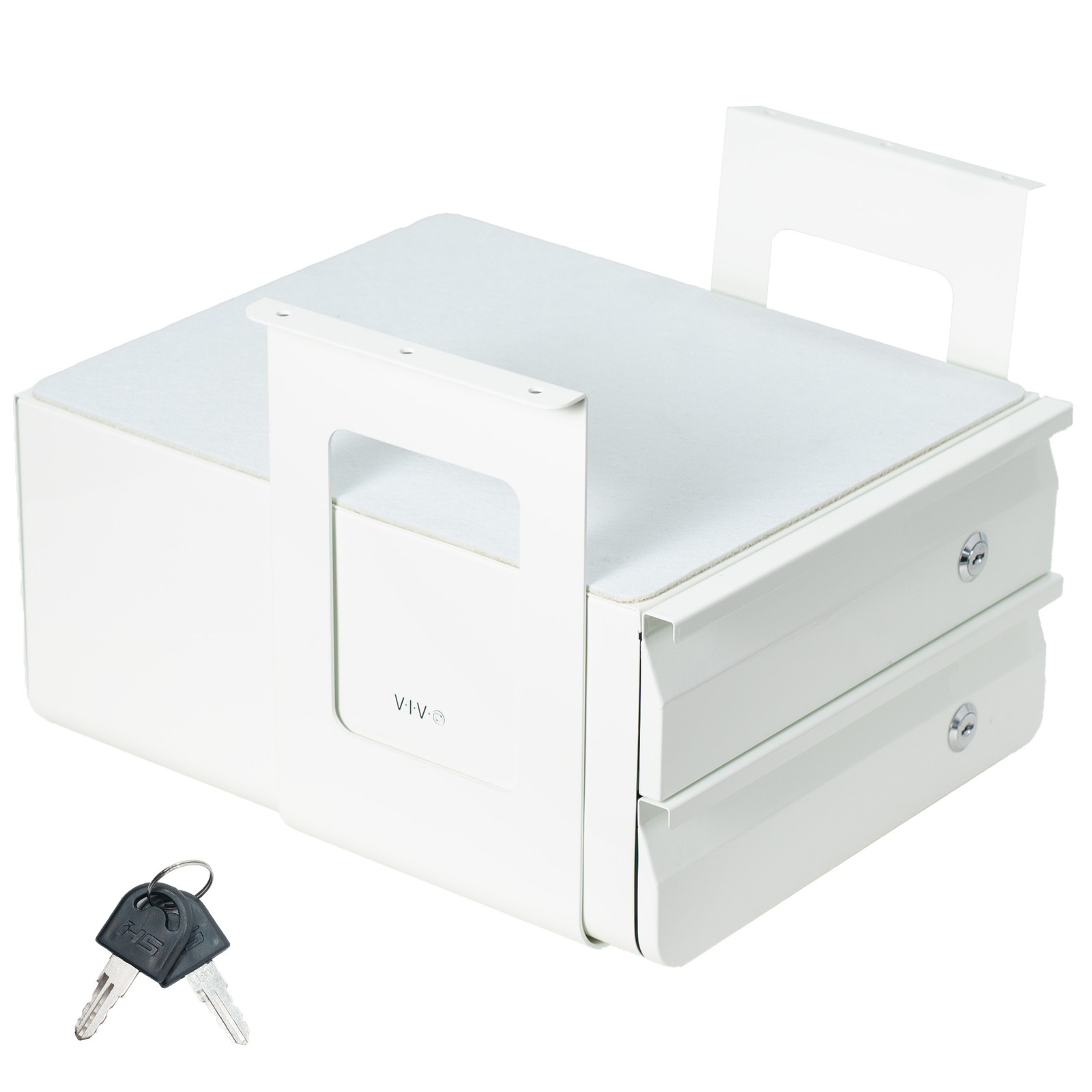 VIVO White Under Desk Lockable Pull Out Storage Drawers, Workspace Organizer