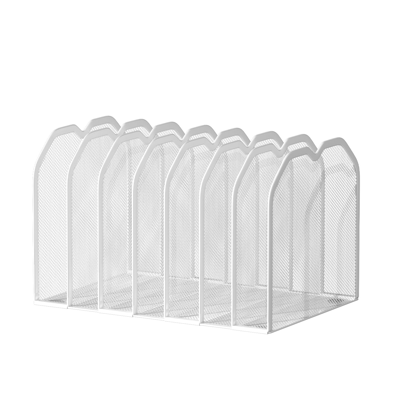 White 7Section File Folder Organizer Desk Metal Vertical Stand Letter/A4