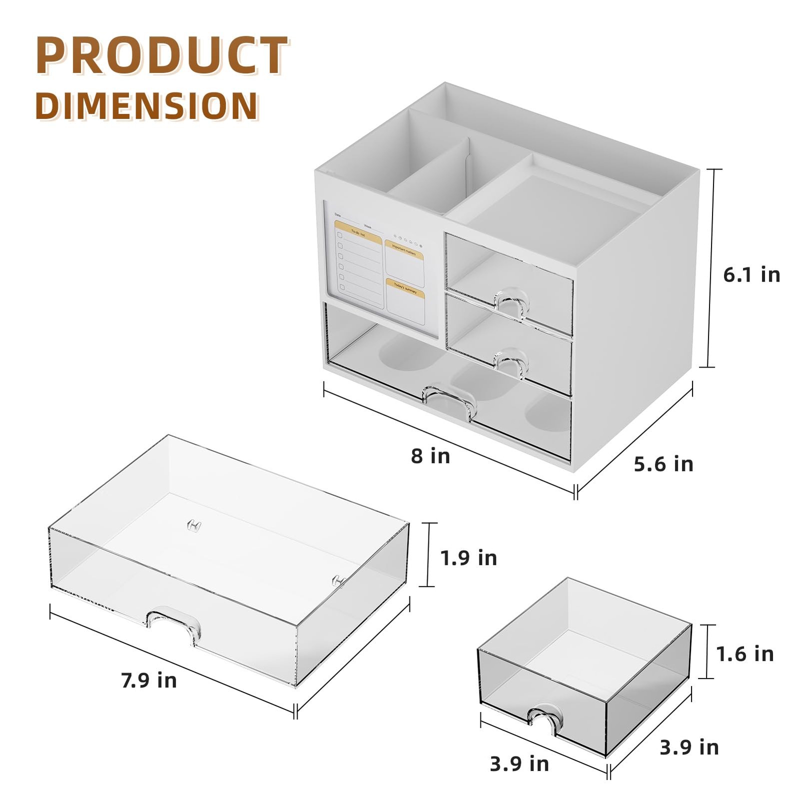 Multi Functional Desk Organizer, 4 Compartments, Art Supplies, White