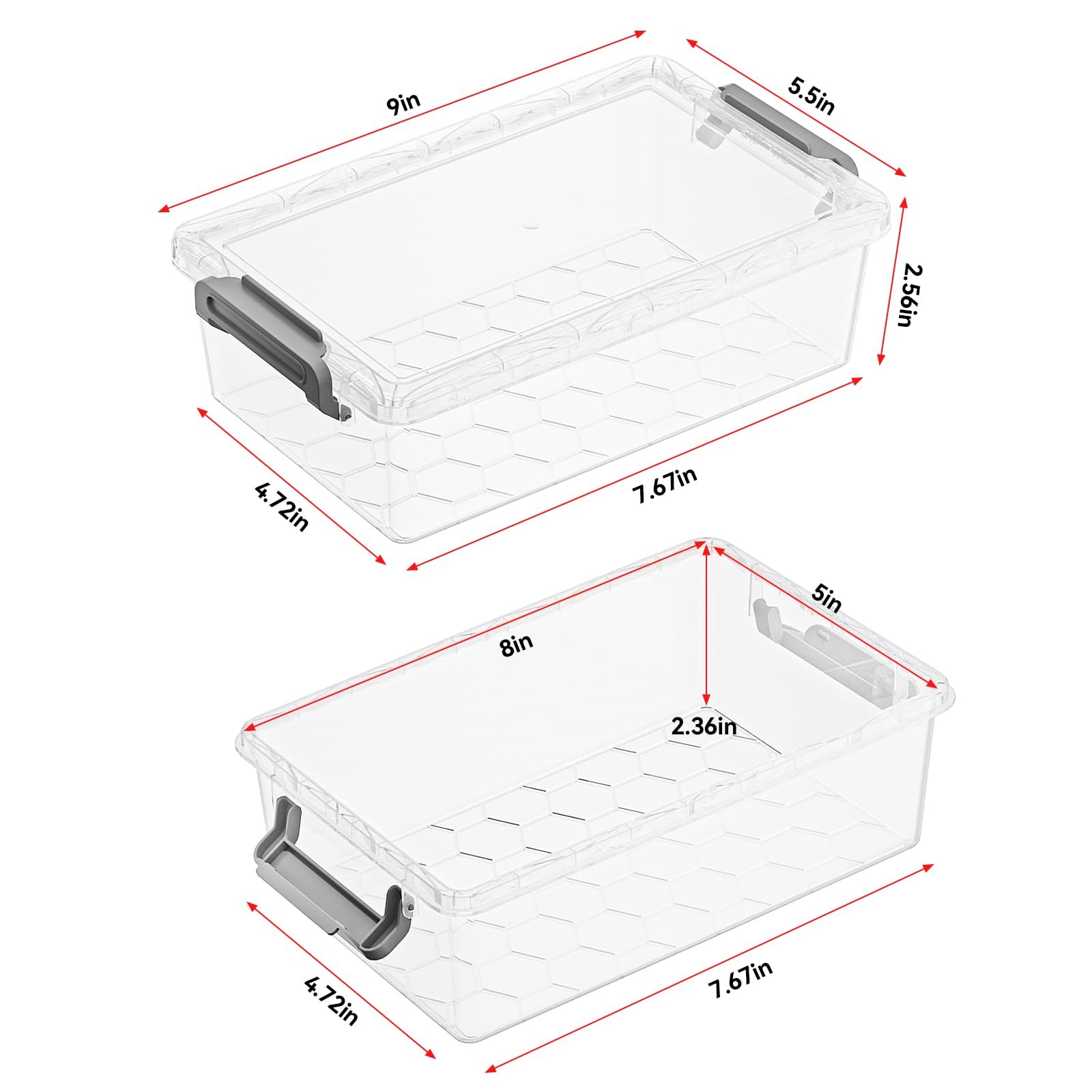 4 Pack Extra Large Pencil Box, Plastic Pencil Case Organizer, Clear Crayon Bo…