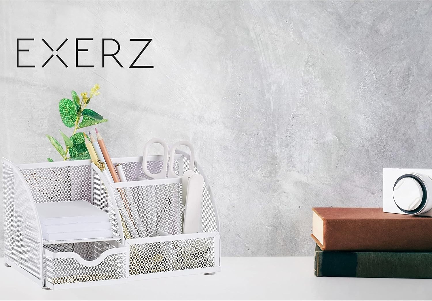 Stylish White Powder Coated Desk Organizer – Perfect for School or Office