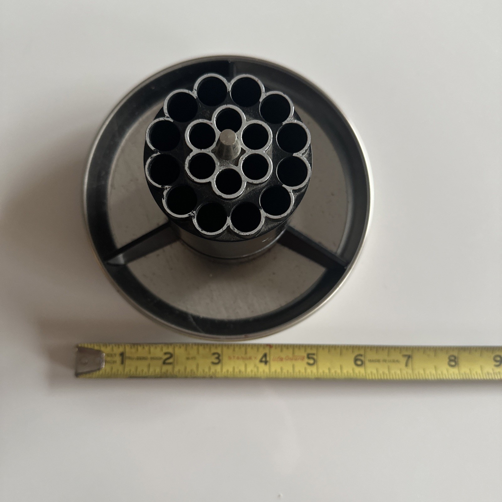 Vintage MCM Round Stainless Steel Rotating Desk Pen/Pencil Holder Bullet Chamber