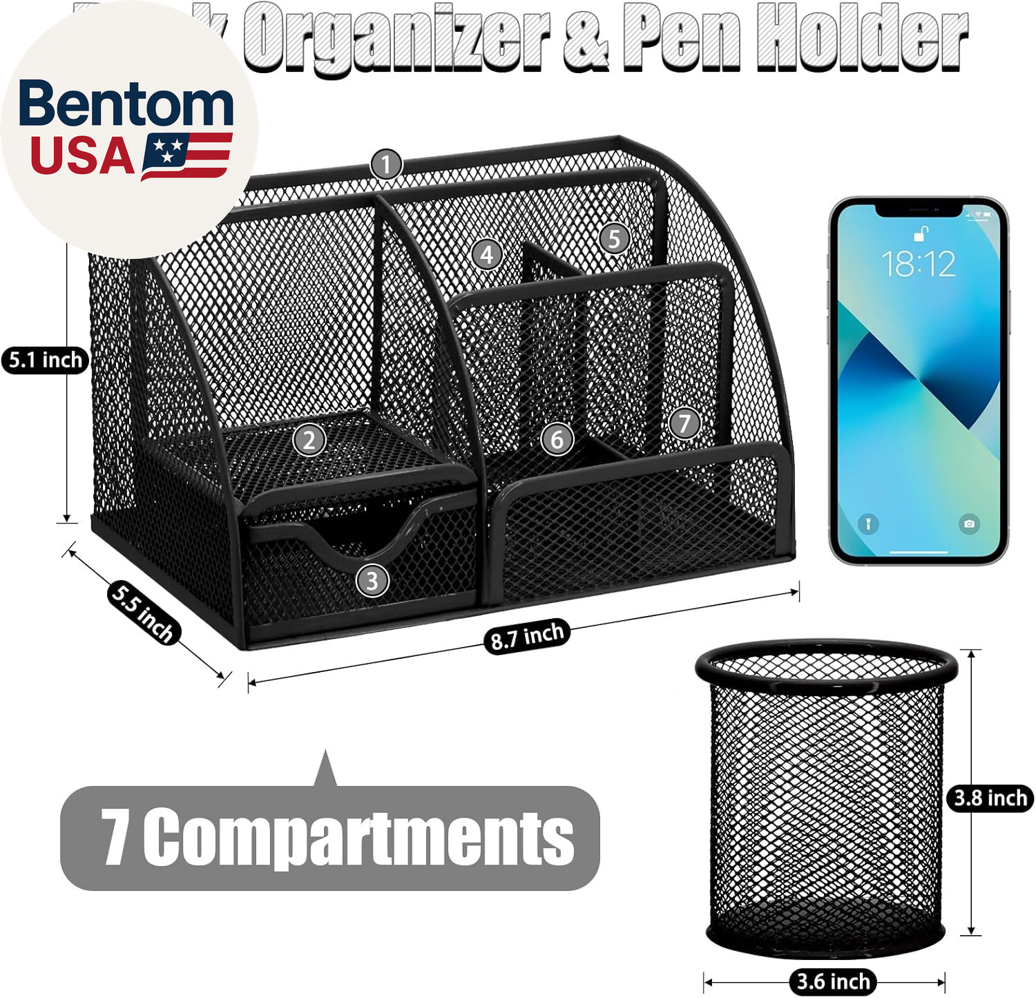 13-In-1 Office Desk Organizer Set with Stapler and Tape Dispenser, Pen Holder, S