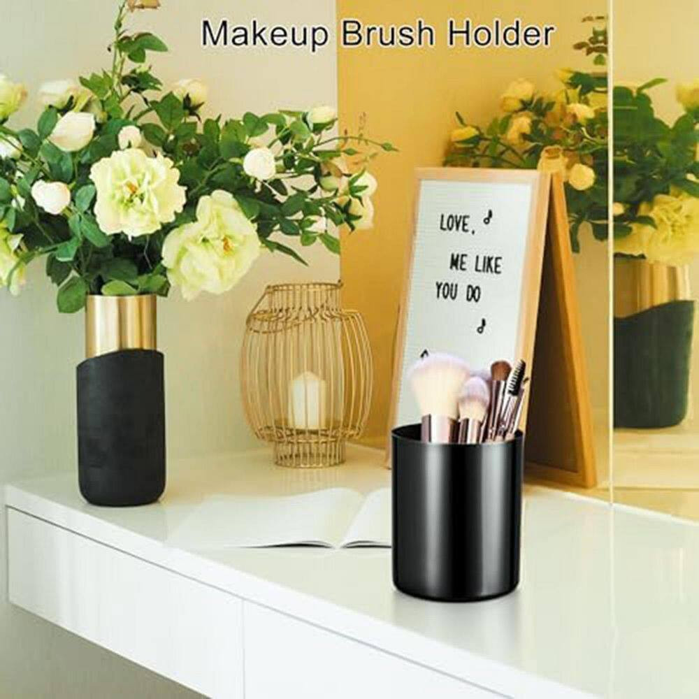 1-Pack Black Pen Holder Stainless Steel Mirror Finish Brushed Interior Modern De