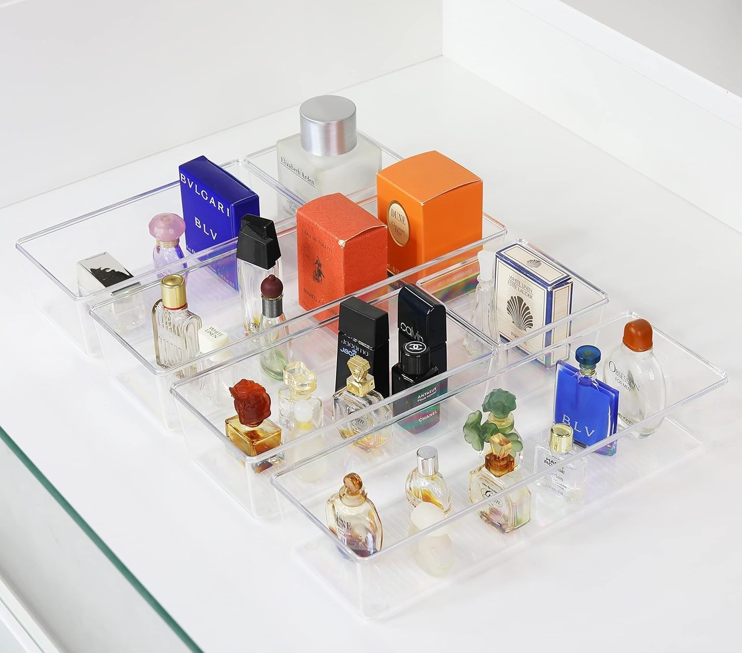 6 Pack Clear Storage Bins – Assorted Sizes for Ultimate Desk & Home Organization