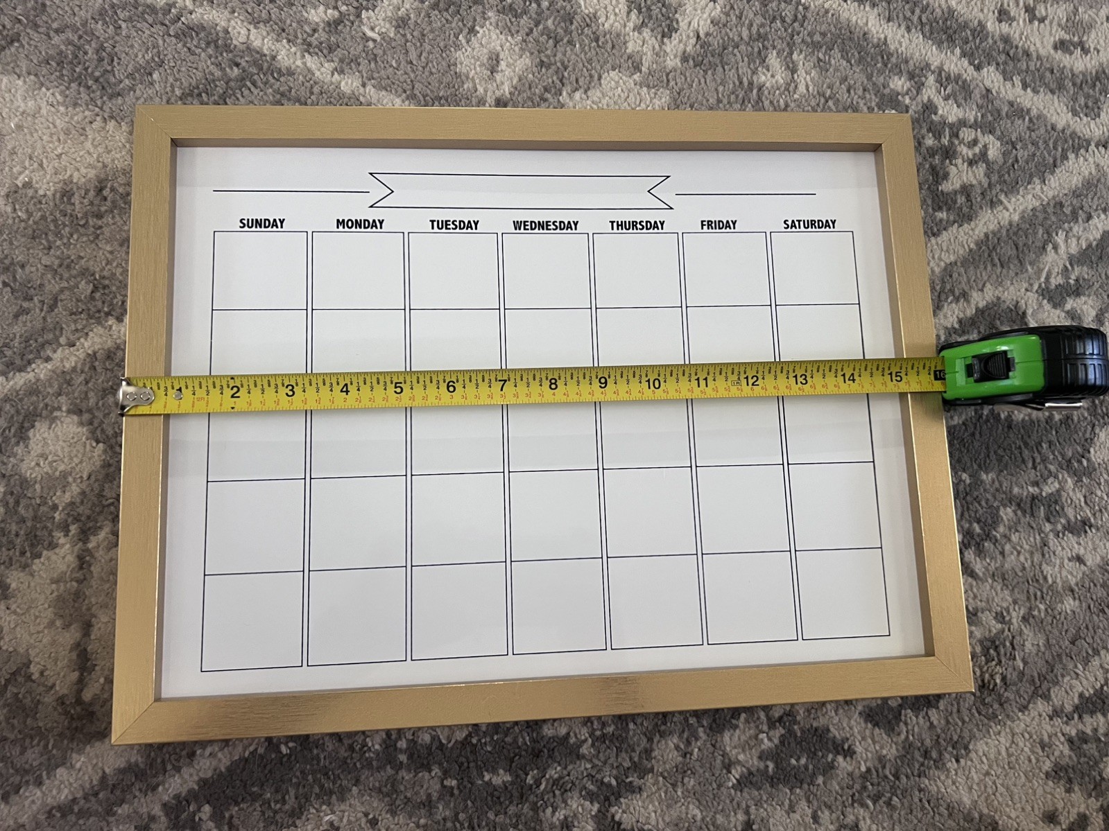 Gold Framed Monthly Dry-Erase Calendar – Home Office Organizer
