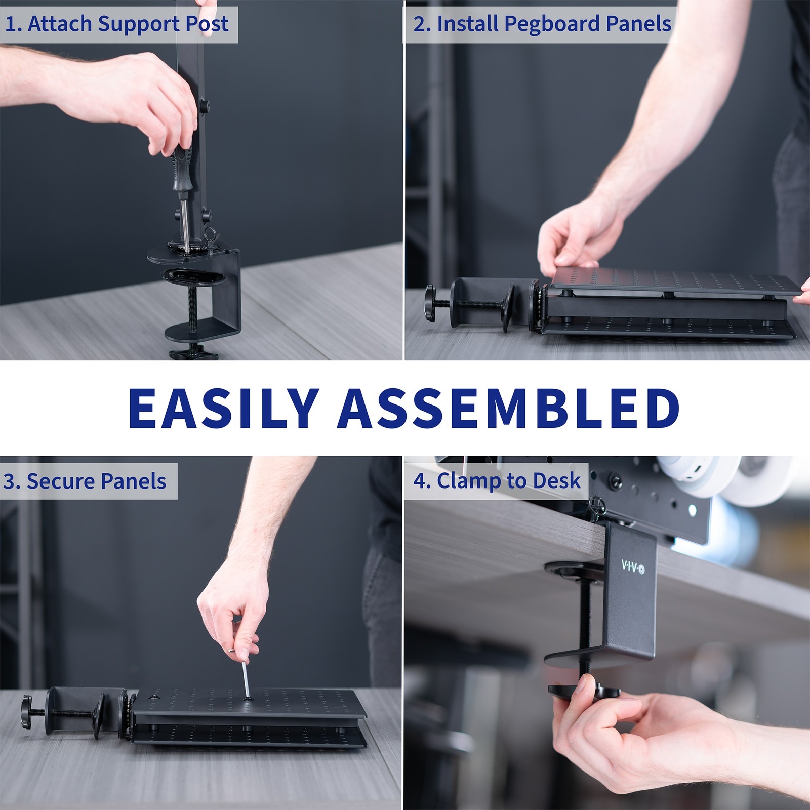 VIVO Steel Clamp-on 10″ x 12″ Rotating Pegboard, Magnetic Privacy Panel