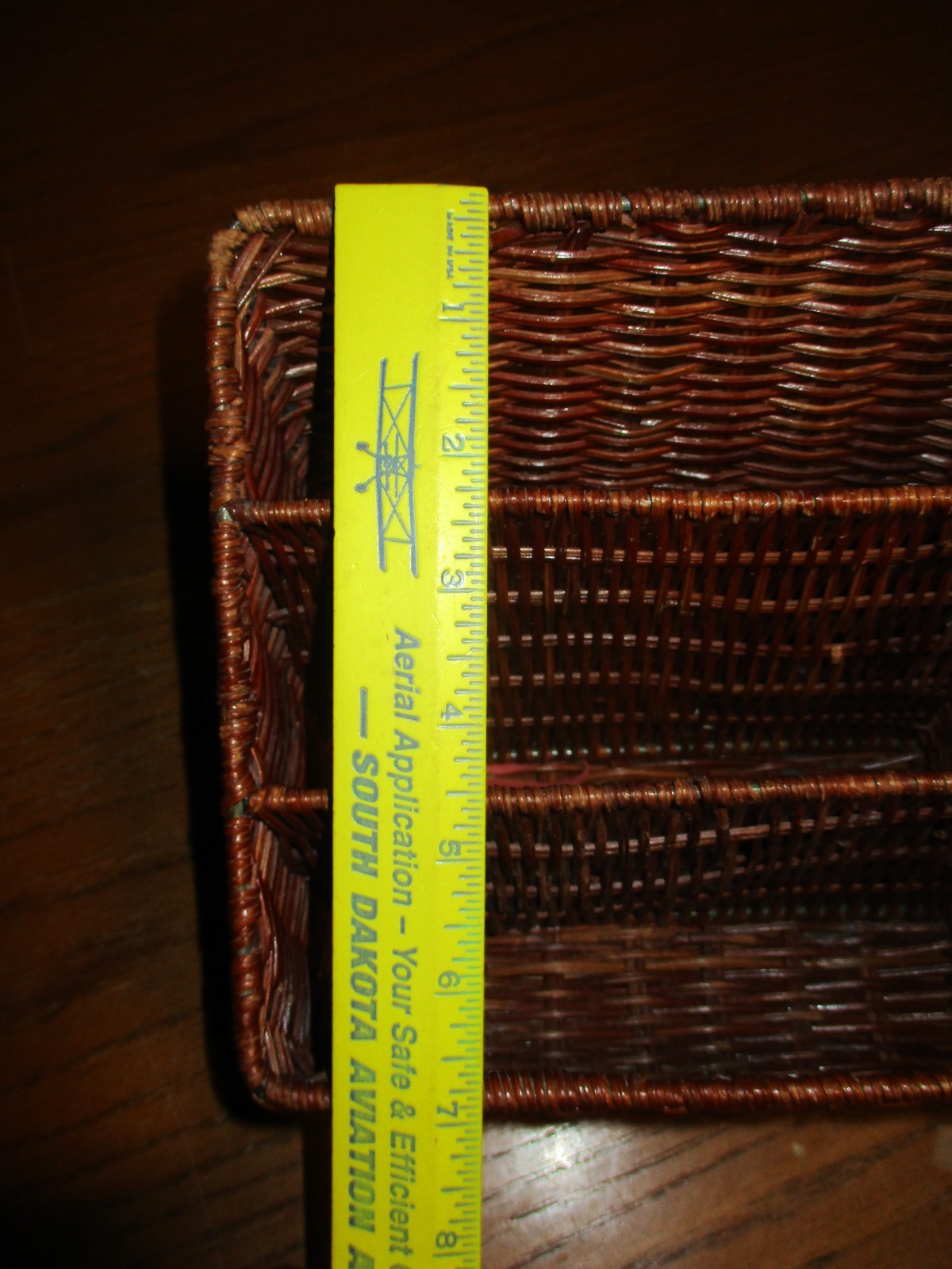 Vintage Woven Wicker Rattan Mail Holder – Brown – 3 Compartments – Desk Top