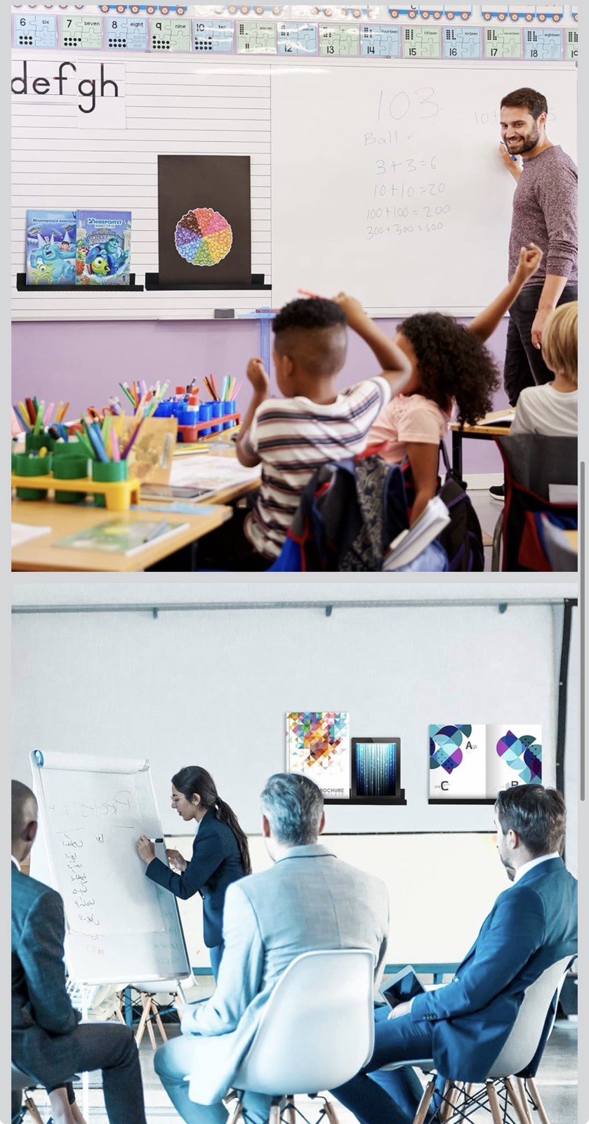 2 Pcs Magnetic Book Shelf for Whiteboard Classroom Reusable Acrylic Book Disp