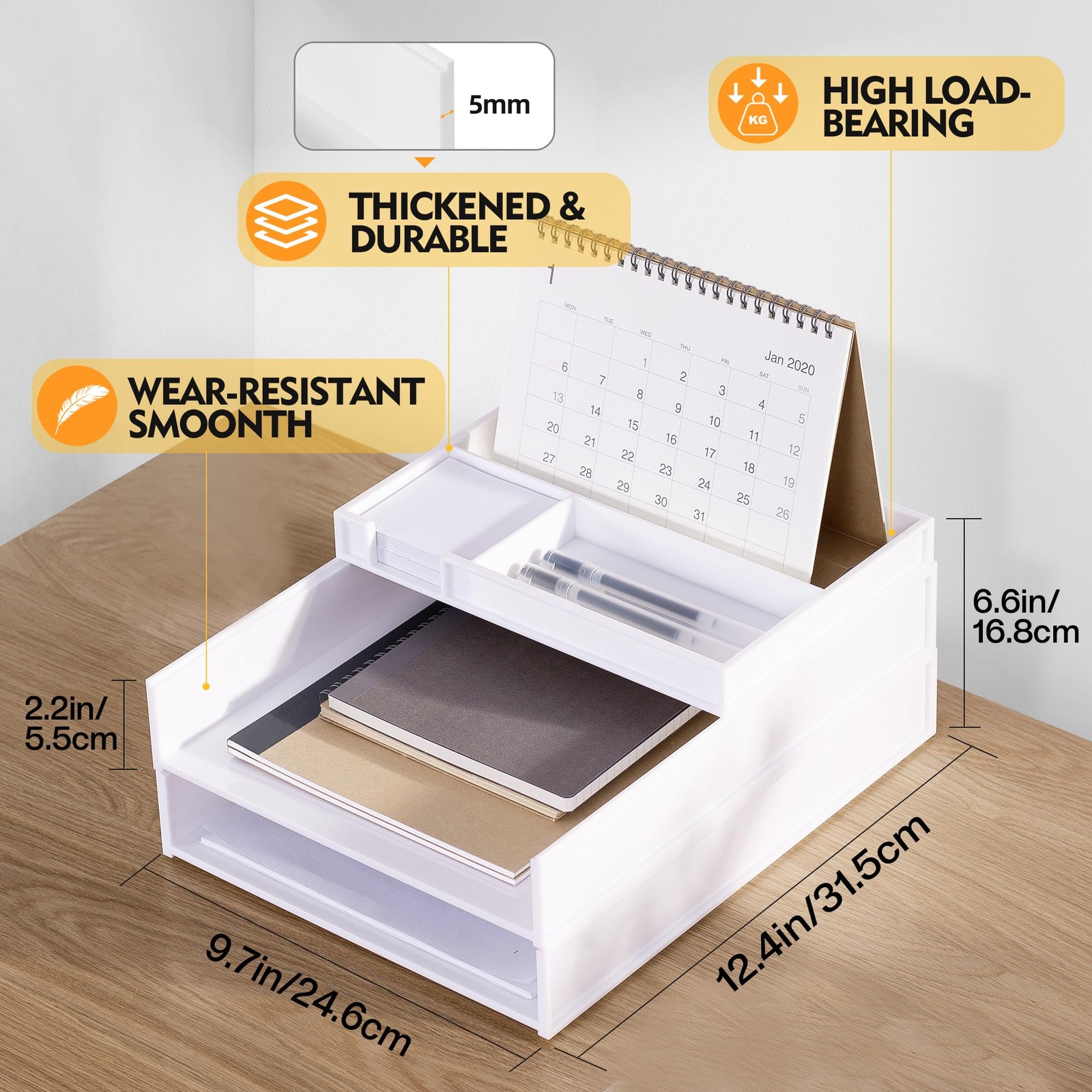 White 3 Tier Stackable Letter Tray Cardboard Desk Paper Organizer Sorter