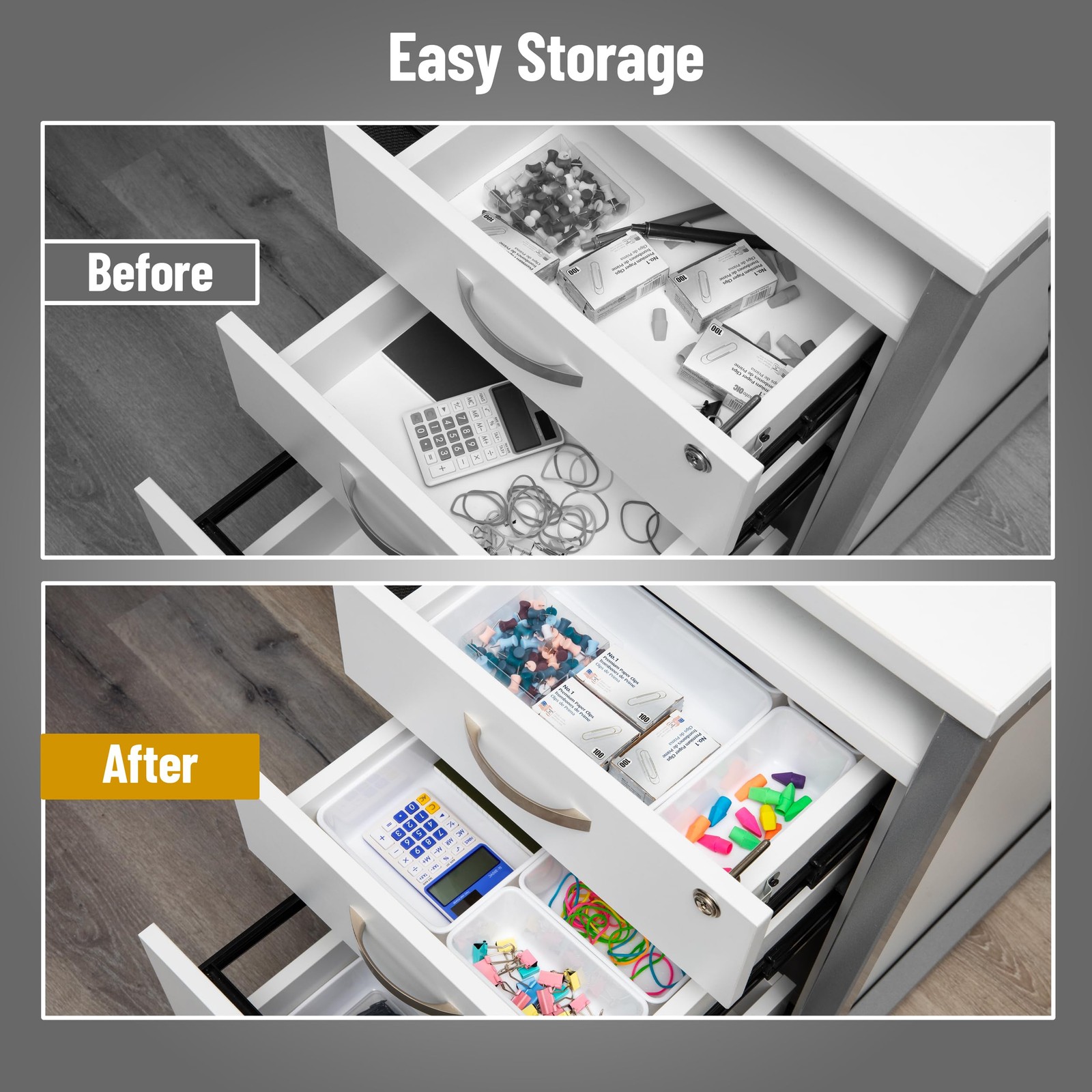 Mind Reader 25-Piece Drawer Organizer Set, Storage White, White