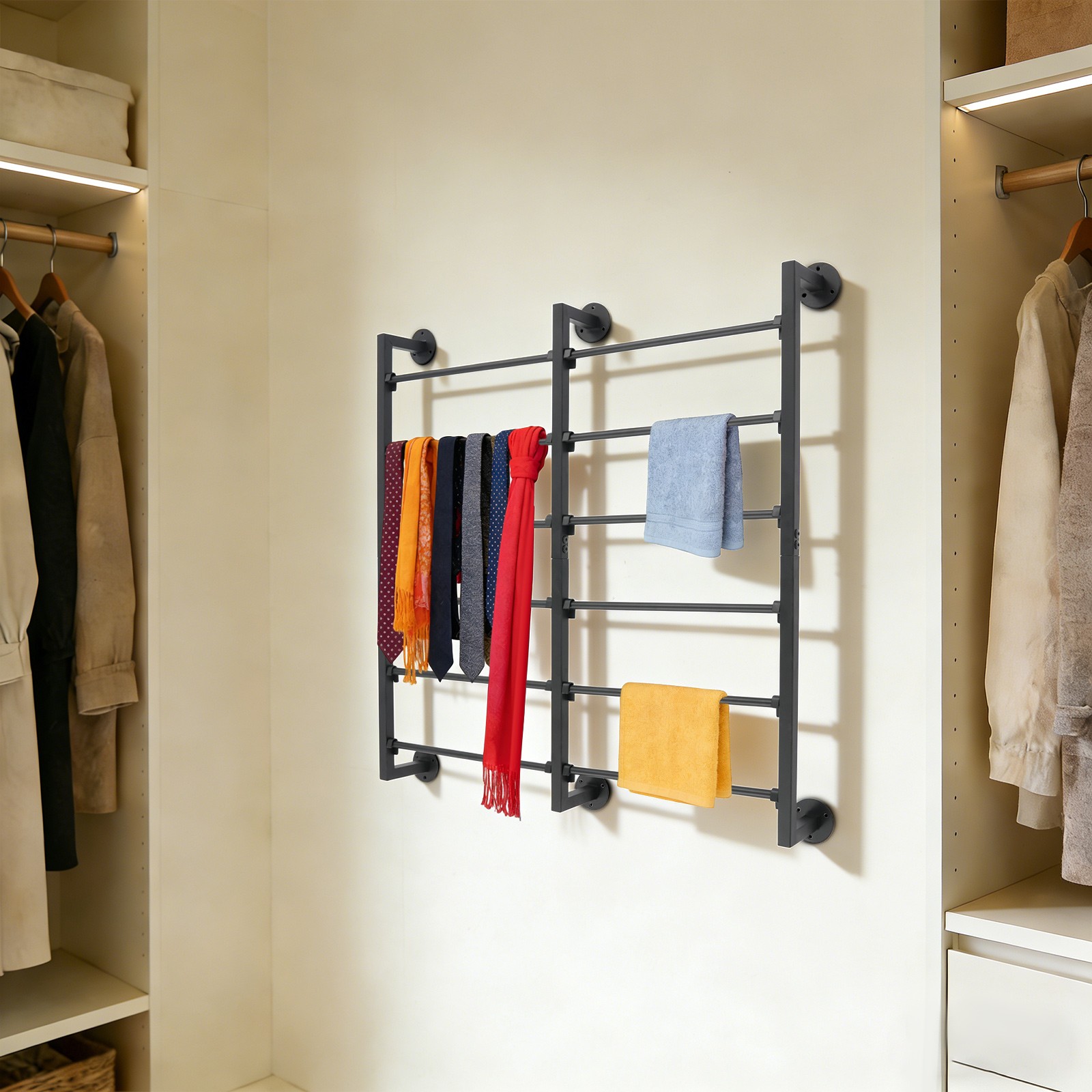 6-Tier Ribbon Storage Organizer Wall Mount Ribbon Organizer with Removable Rods