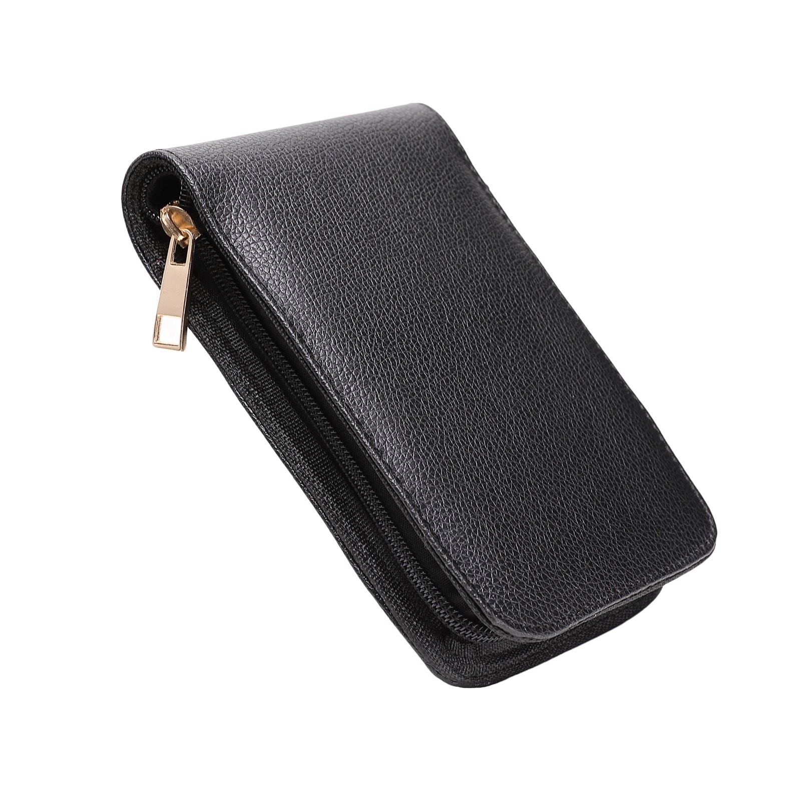 Topoomart Fountain Roller Ball Pen Case Holder PU Leather Bag for 12 Pens Black