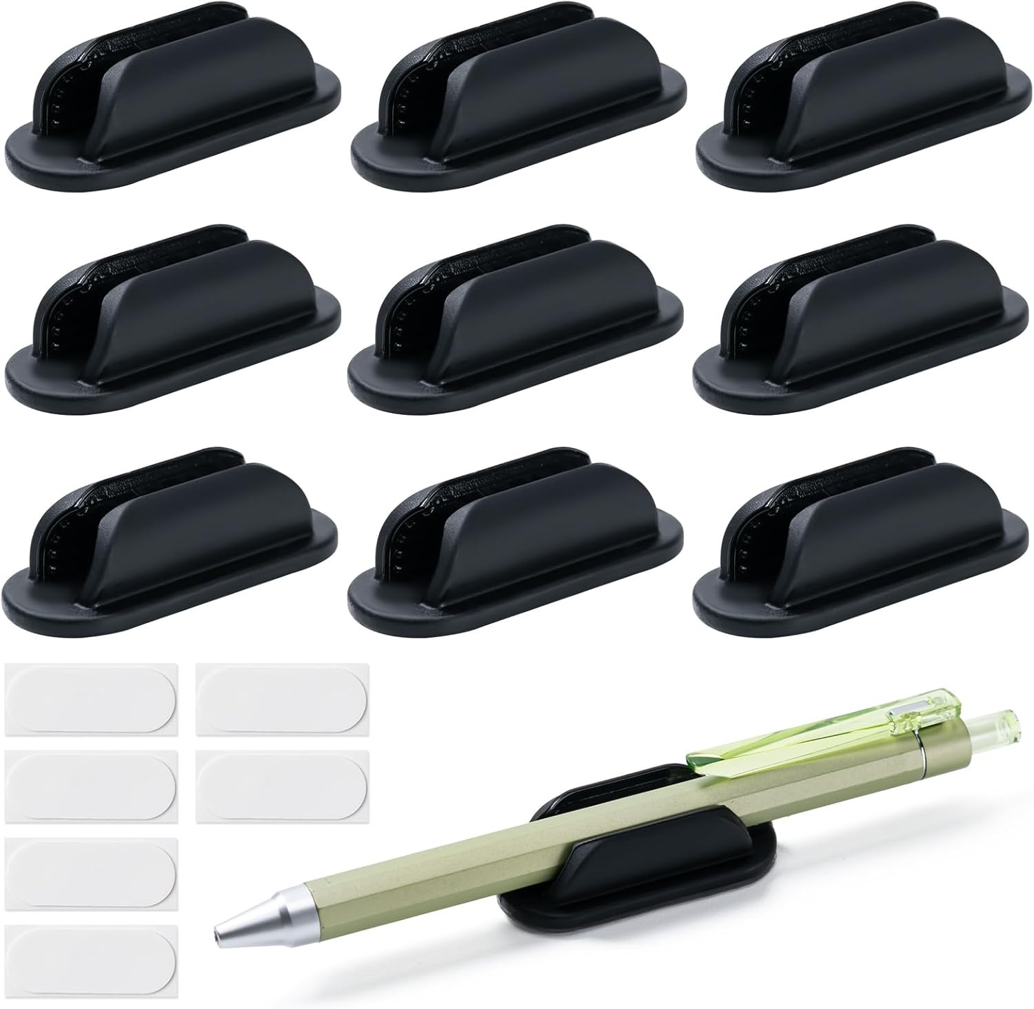 10-Pack Adhesive Silicone Pencil Holders, Flexible Pen Holder for Desk, Wall, Of