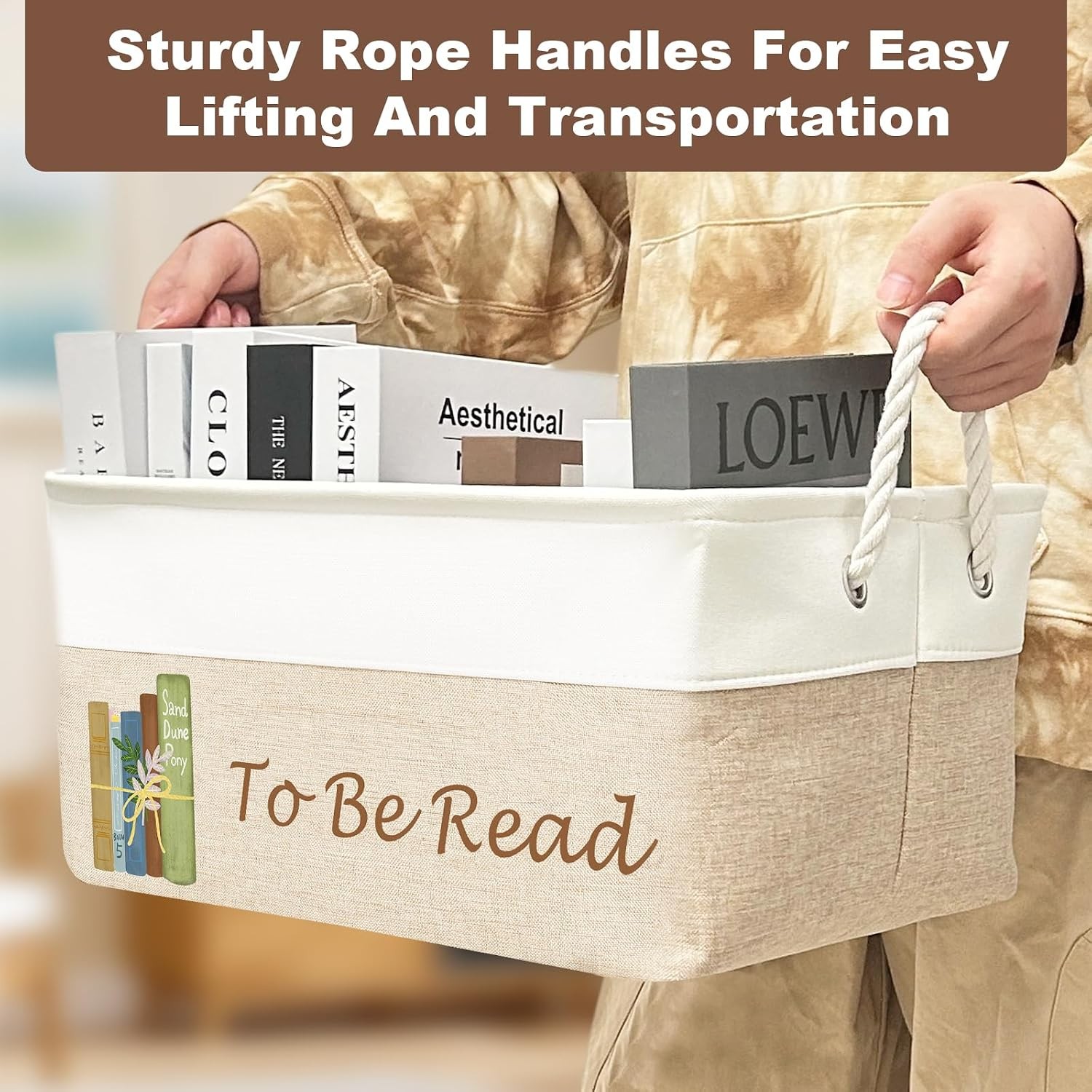 TBR Book Organizers and Storage Basket ,Collapsible Storage Basket for Books