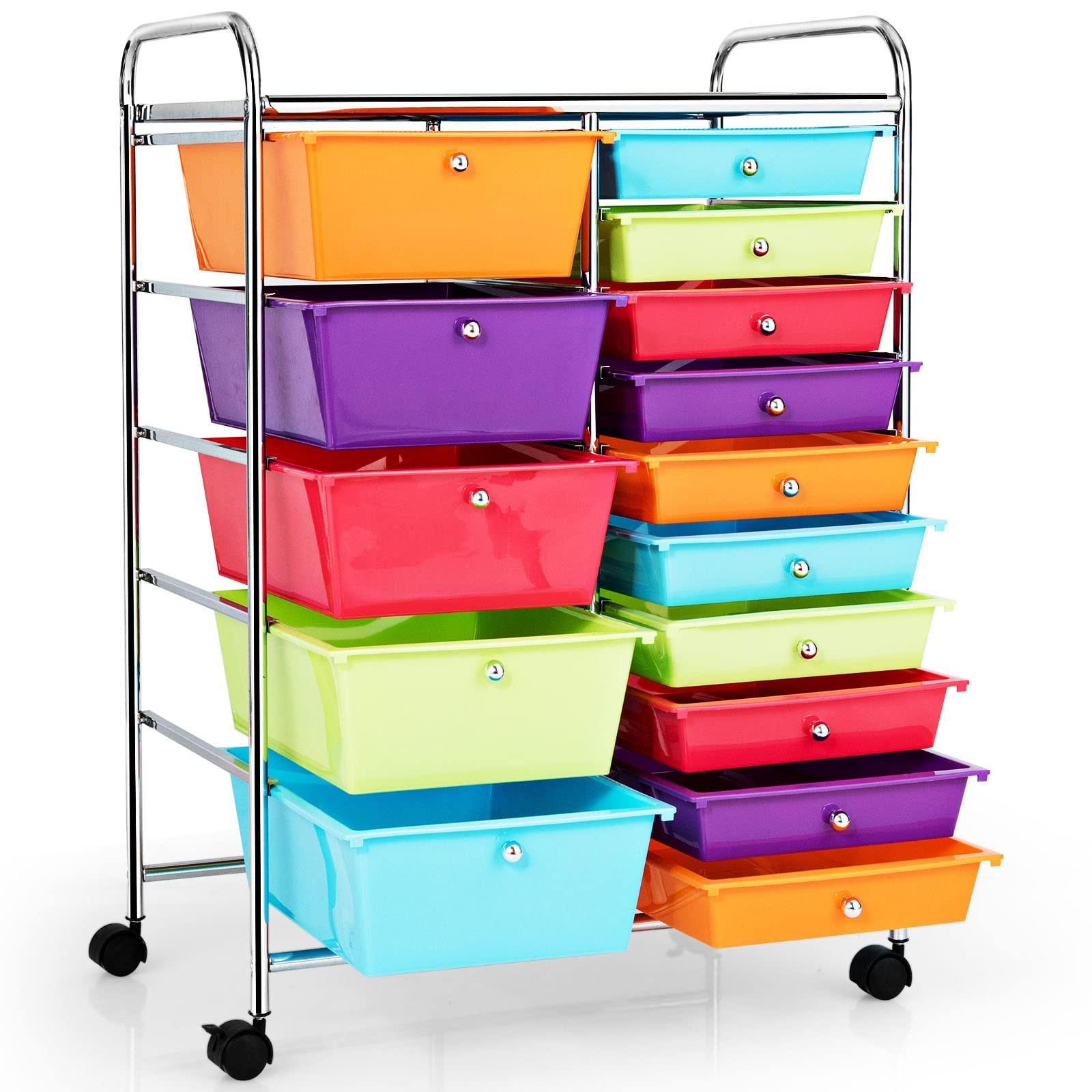 KOTEK 15-Drawer Rolling Storage Cart, Multipurpose Mobile Multicolor-combo2