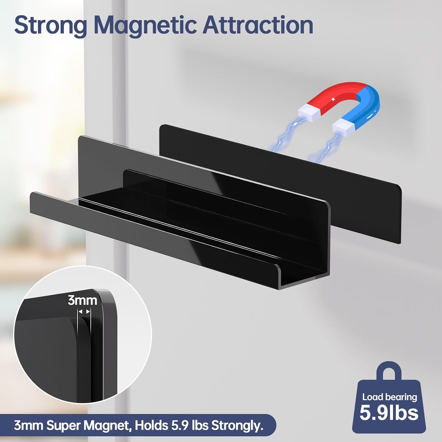 2 Pack Magnetic Book Shelf for Whiteboard, 12 Inch Reusable Acrylic Magnetic She