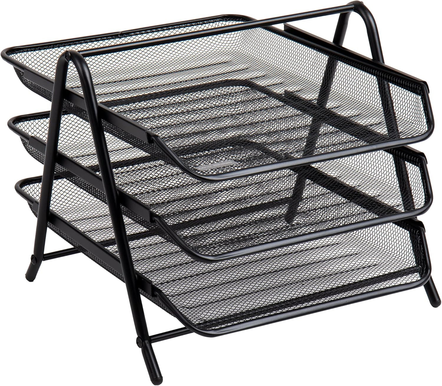 3-Tier Paper Tray, Desktop Organizer, File Storage, Workspace, Office, Metal Mes