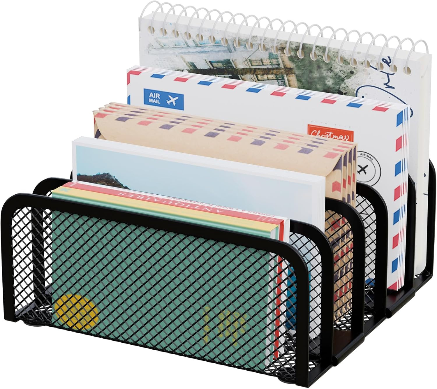 Mail Organizer Countertop, Metal File Holder with 5-Slot, Small Desk File Organi