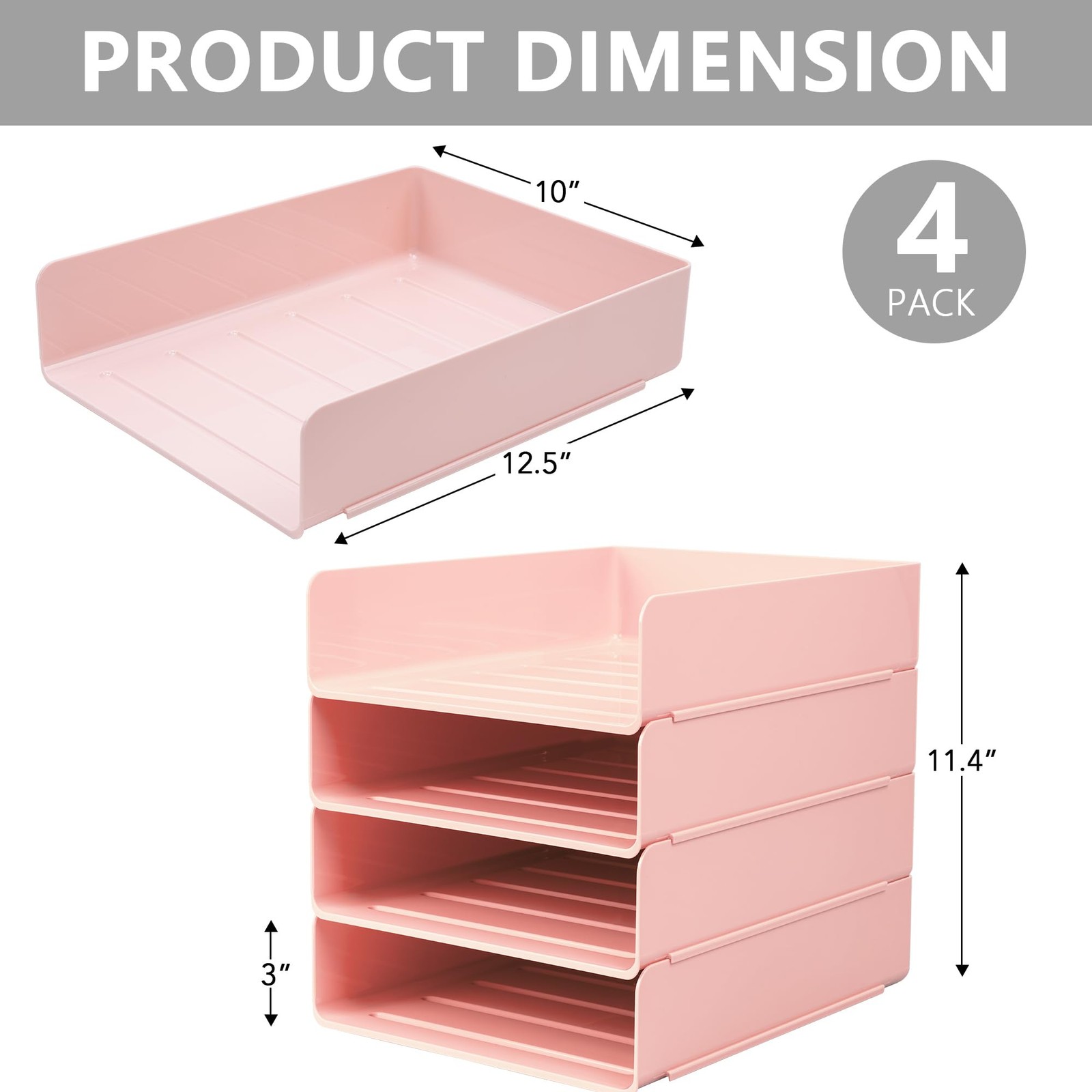 Tiawudi Desk Organizer, Office Organization and Storage, Plastic 4 Tier, Pink