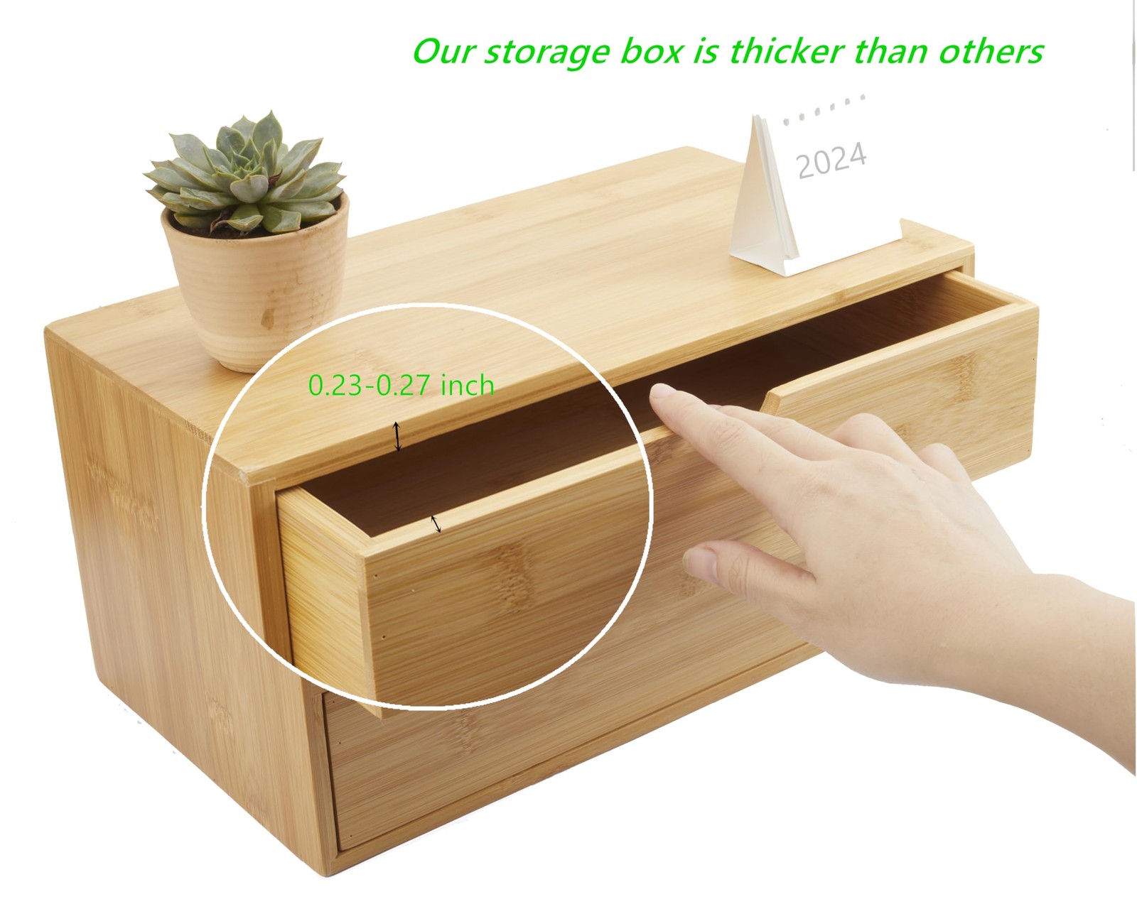 Bamboo Desk Organizer with Drawers, Countertop Organizer with Drawers Makeup …