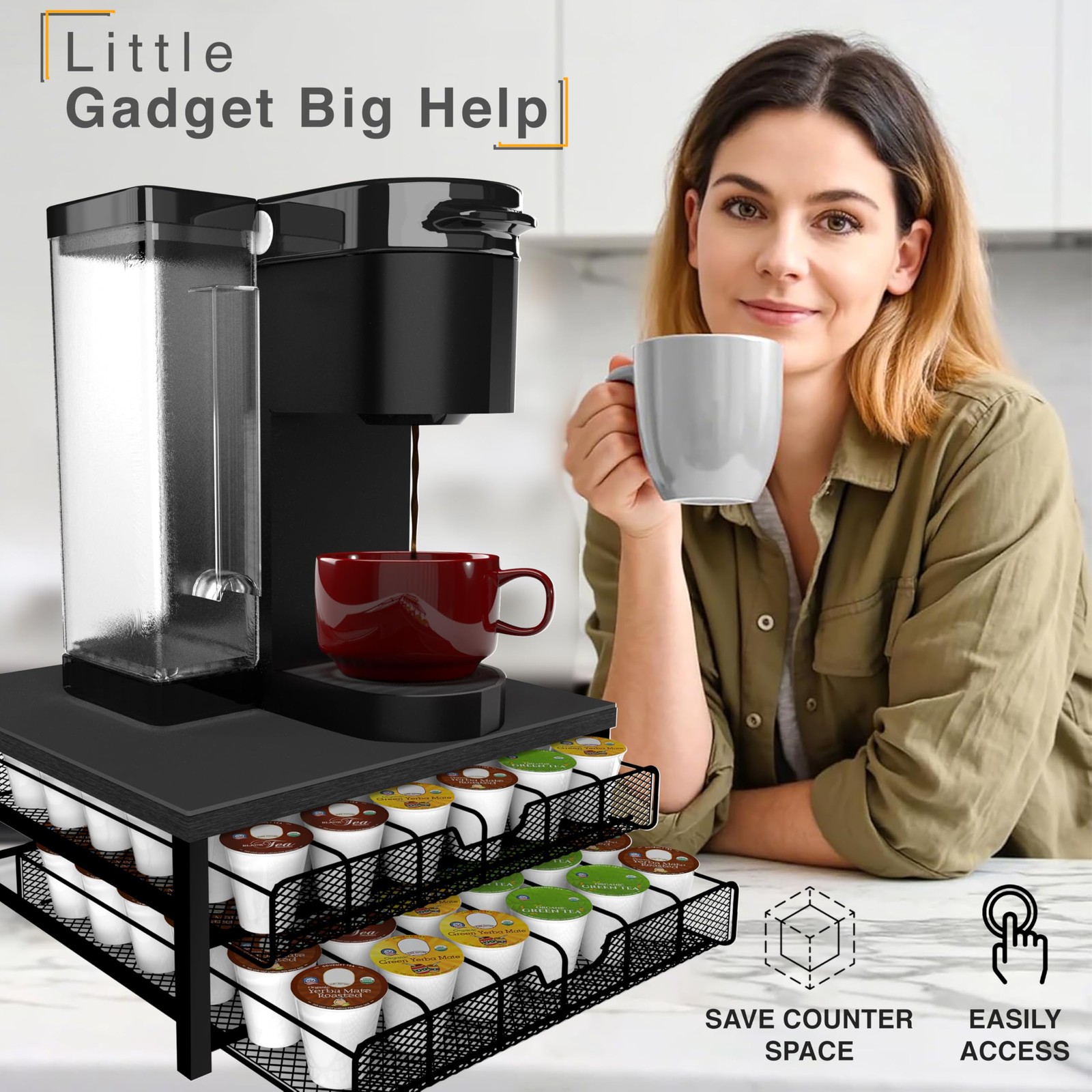 Coffee Bar Organizer for Countertop, K Cup Holder, K Drawer CBO-001