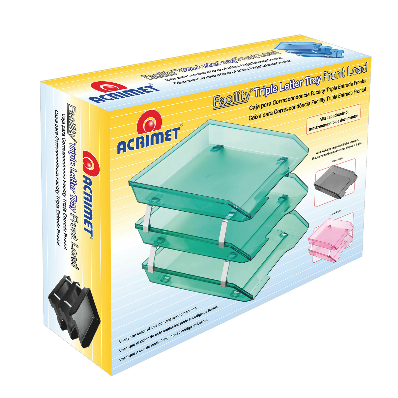 Acrimet Facility 3 Tiers Triple Letter Tray Frontal (Clear Green Color)