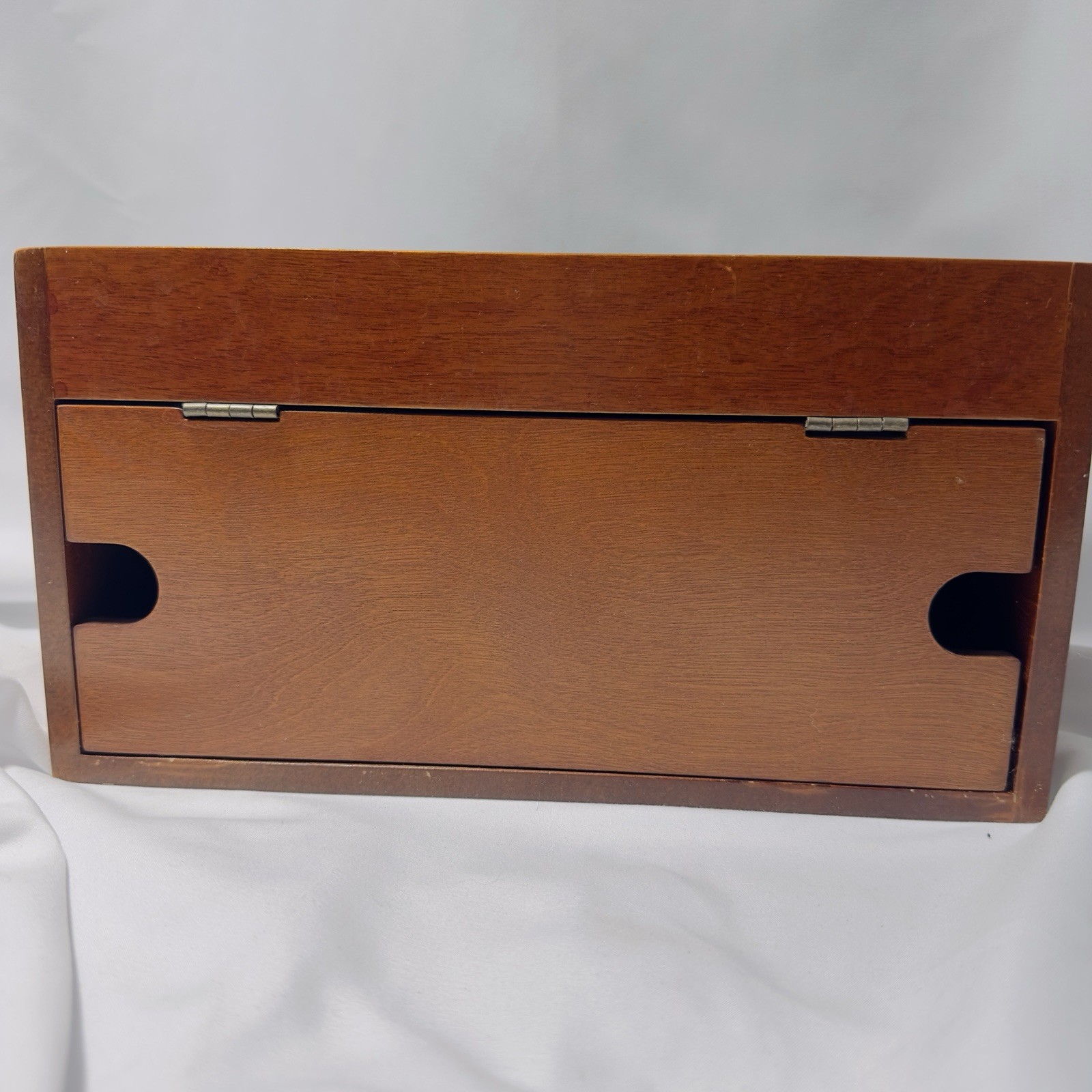 Vtg Wooden Office Desk Top Organizer Stationary 2 Drawer 5 Slots Felt Lined