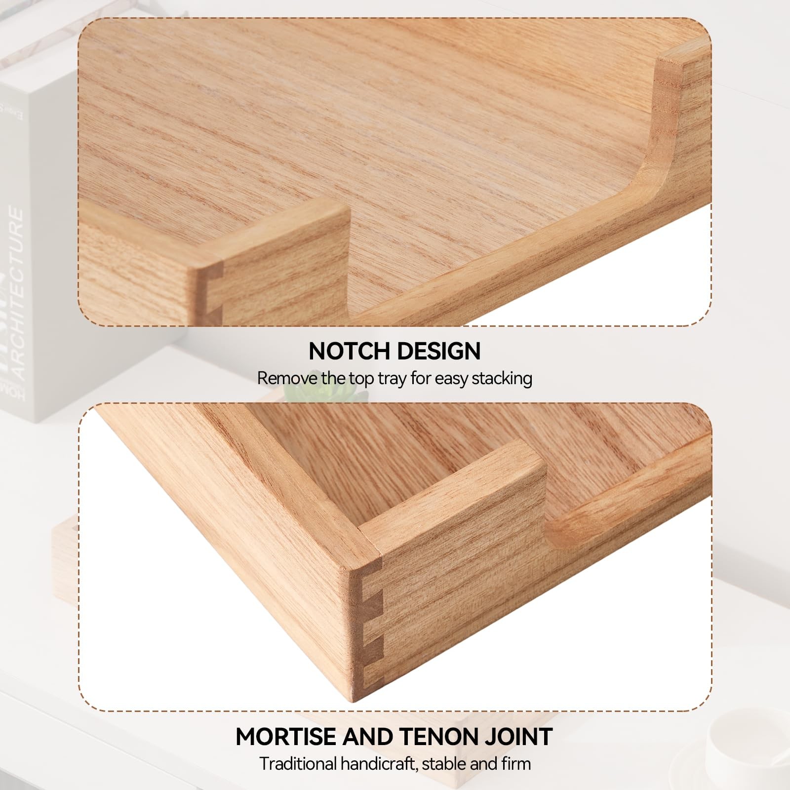 KIRIGEN Wood Letter Tray, Single-Tier Front-Load Desktop Paper Organizer, Woo…