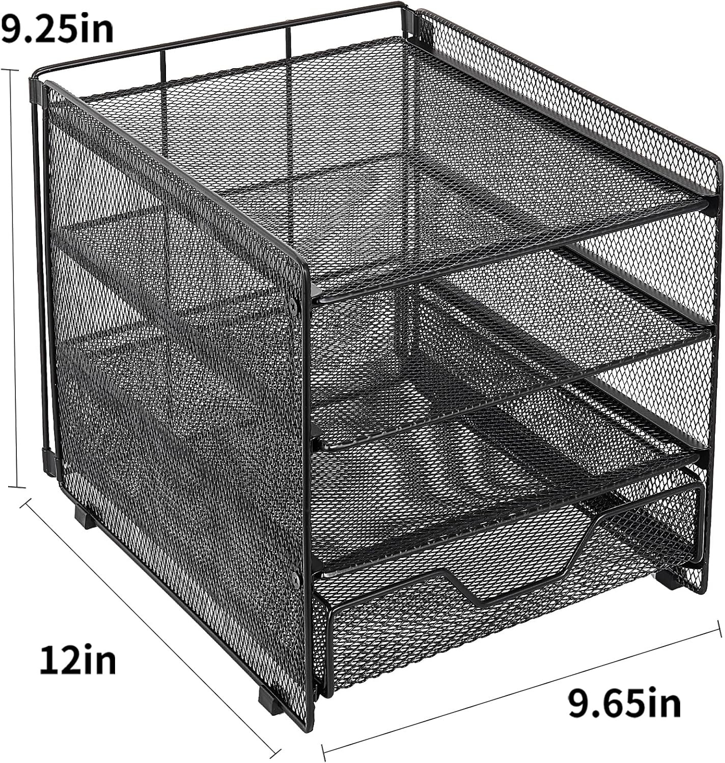 Desk Organizers and Accessories, 4-Tier Desktop File Organizer with Drawer, Offi