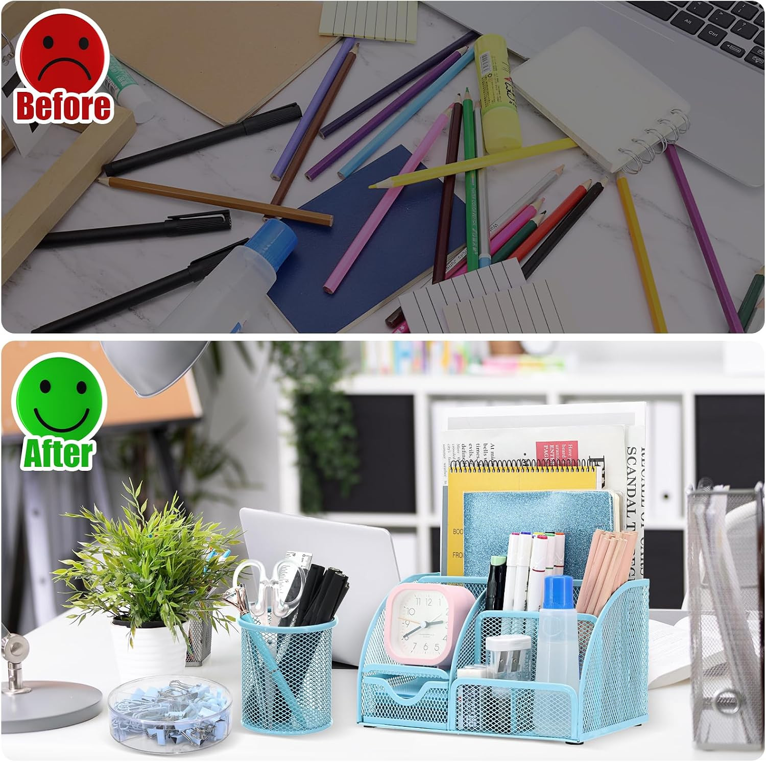 13-In-1 Office Desk Organizer Set with Stapler and Tape Dispenser, Pen Holder, S