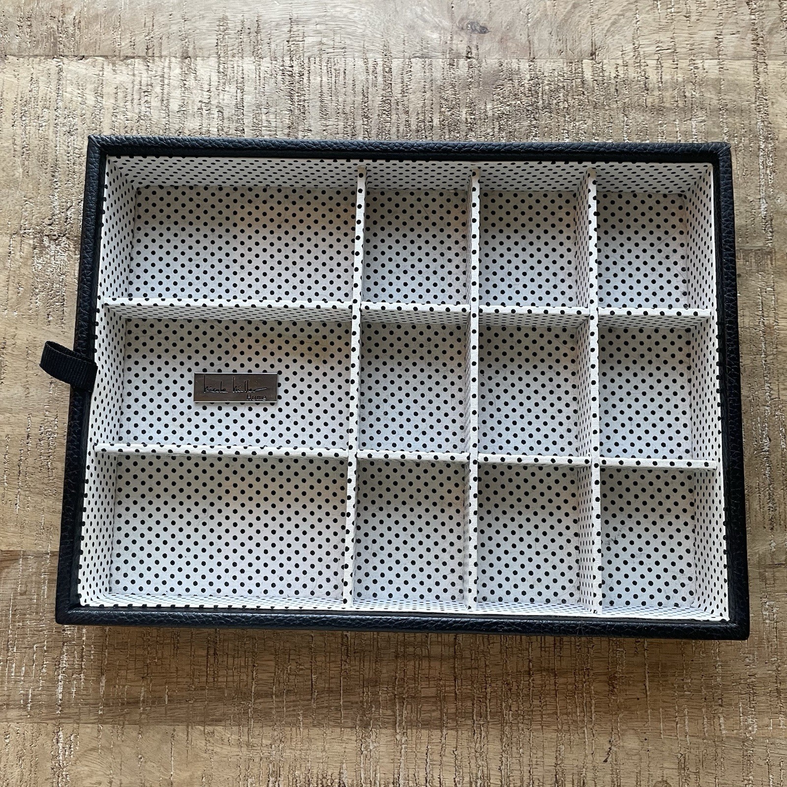 Nicole Miller Tray 10 X 7.5 Black And White Polka Dots