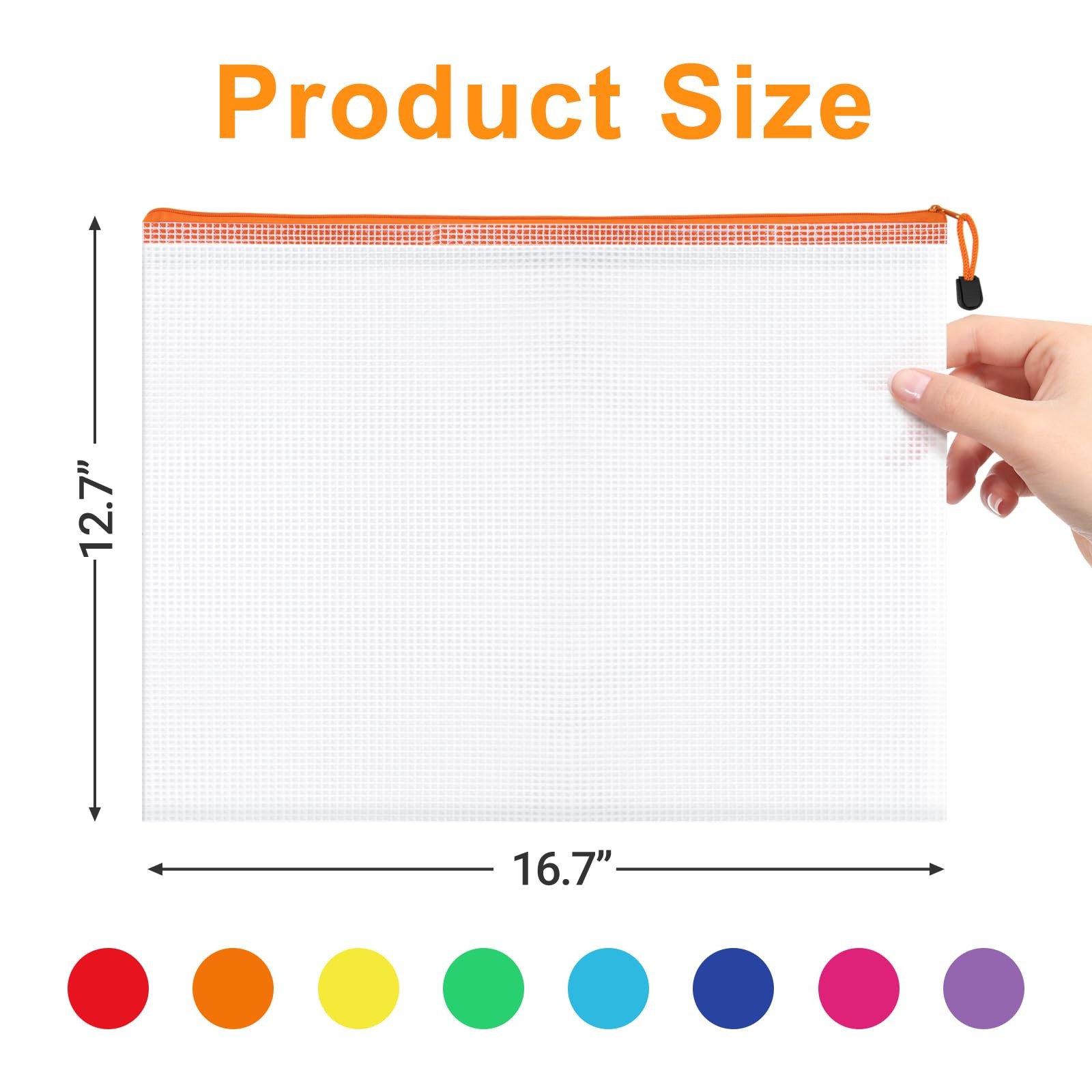 24 PCS Mesh Zipper Pouch File Bags A3 17×12 Inch Reusable Storage 8 Colors