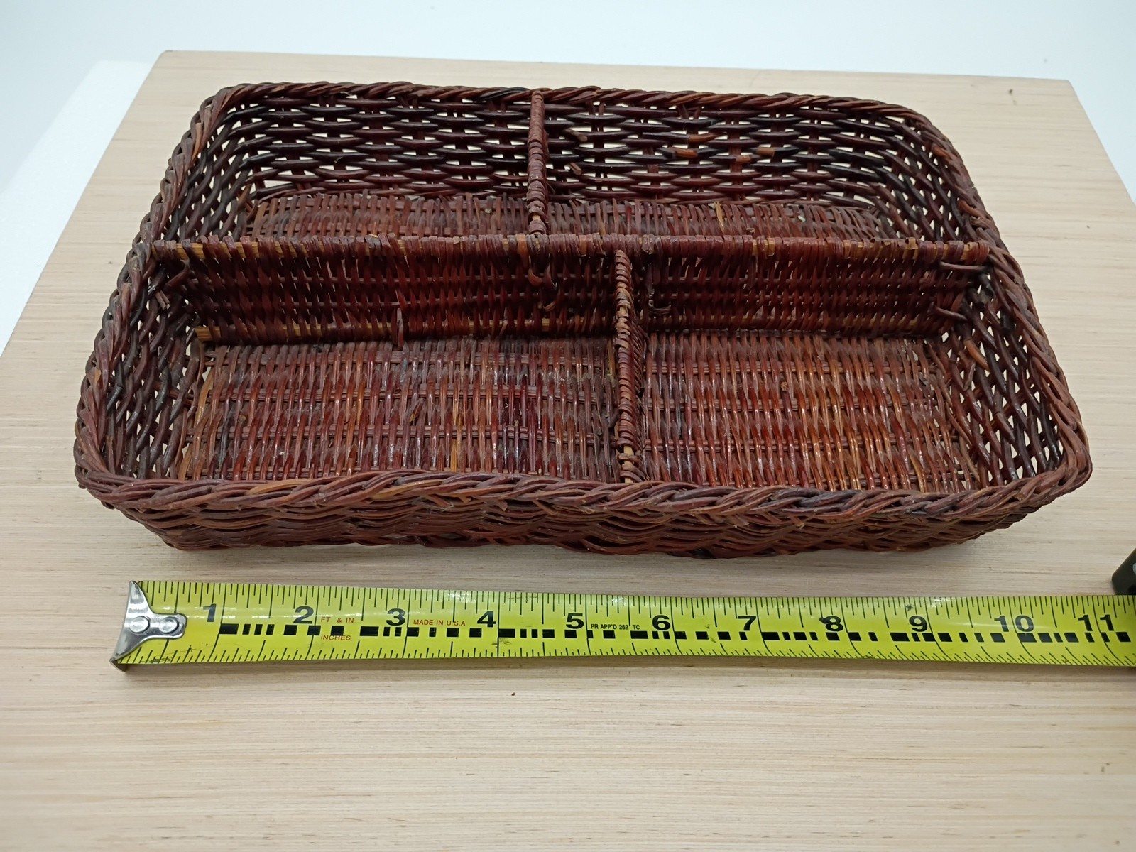 Wicker Organizer ~ 4 Slots Basket ~ Vintage & Rare