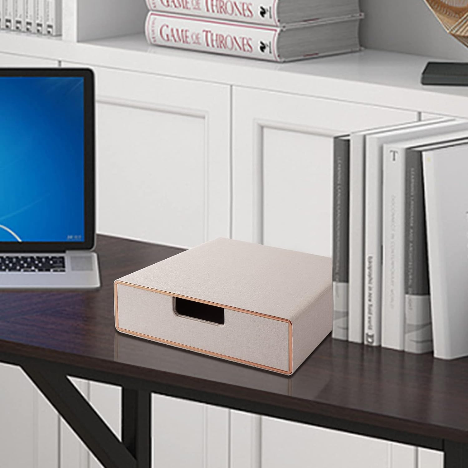 Stackable Drawer Organizer PU Leather Classic Handmade,Organize Home Office Desk