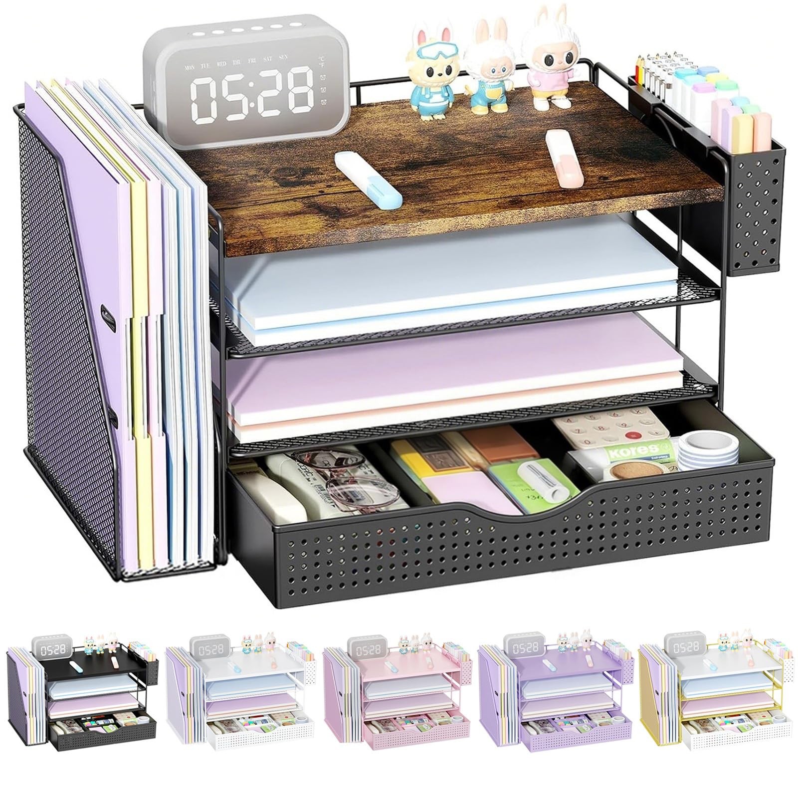 gianotter Wood Desk Organizers and Accessories with File 4T Drawer,