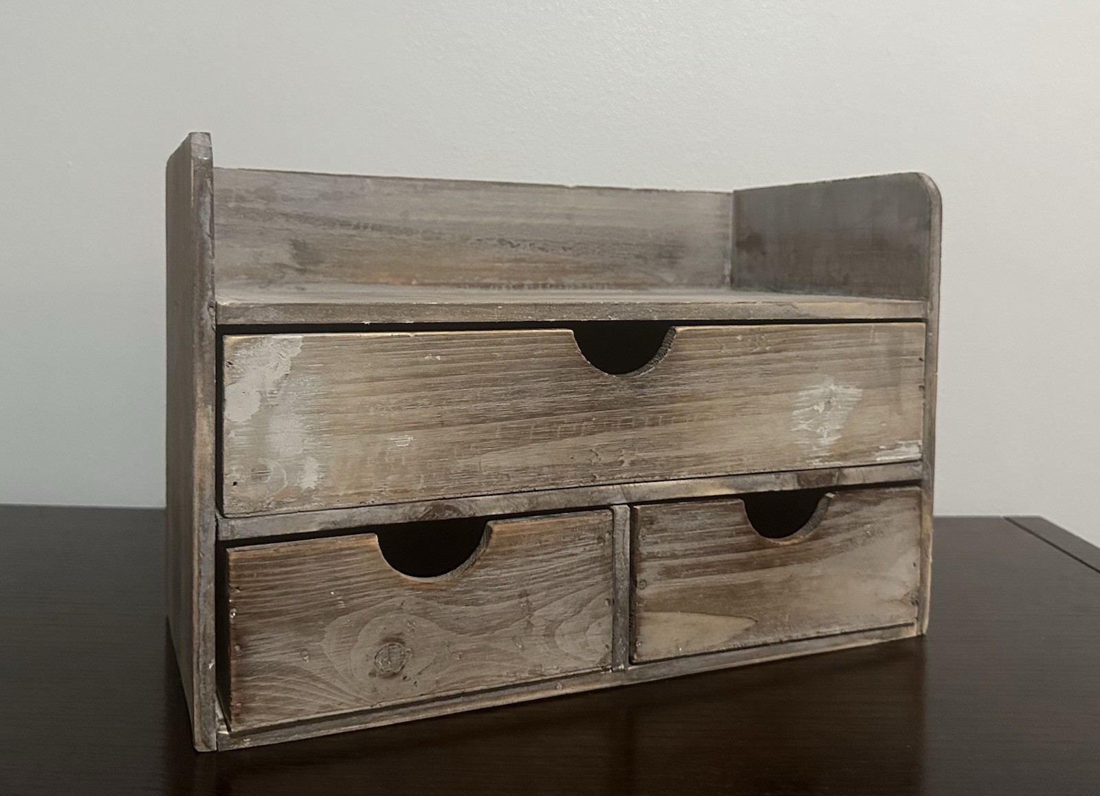 Rustic Wooden Office Desk Organizer Rack for Desktop, Tabletop, Office Supplies
