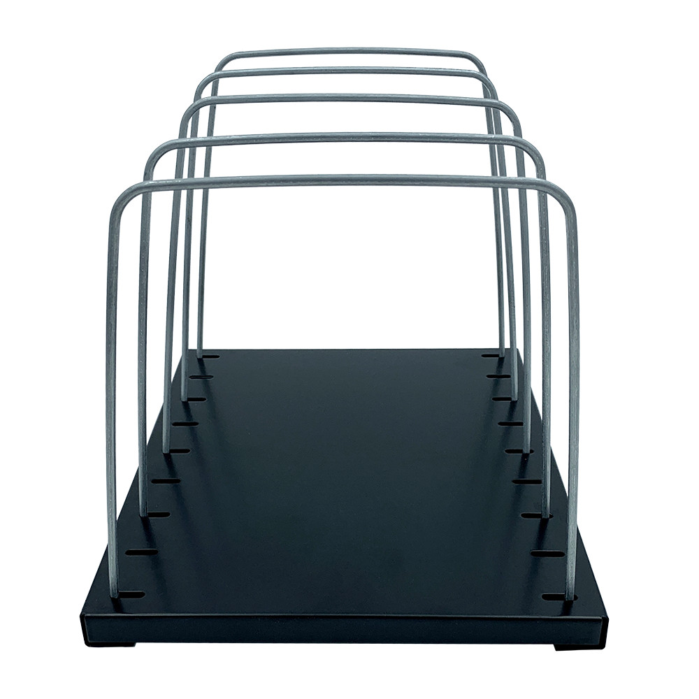 Huron 4 Slot Metal Vertical Organizer w/ Adjustable Wire Separators Black 0155