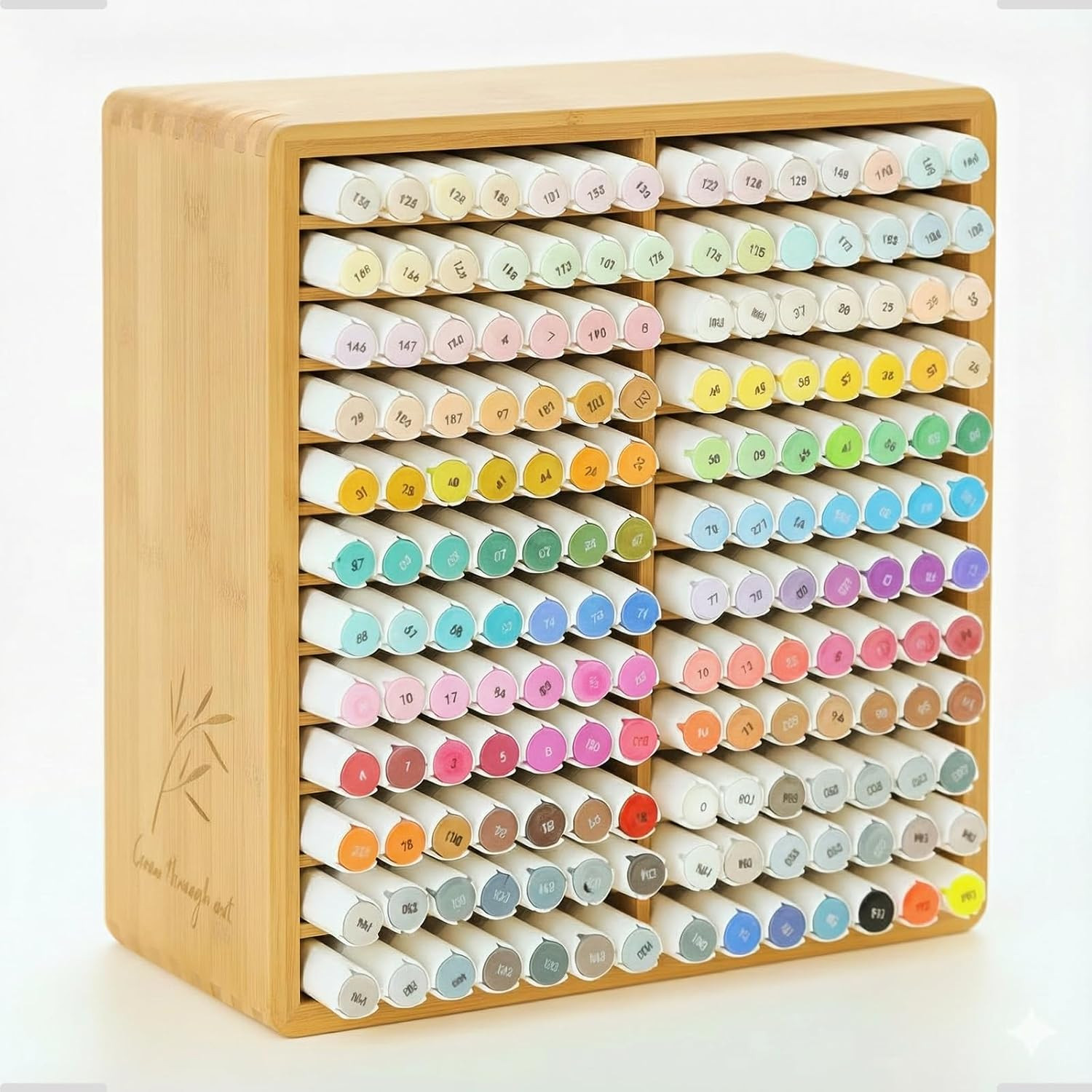 Marker Organizer for 168 Markers,Bamboo Wooden Desk Storage Organizer Rack,Marke