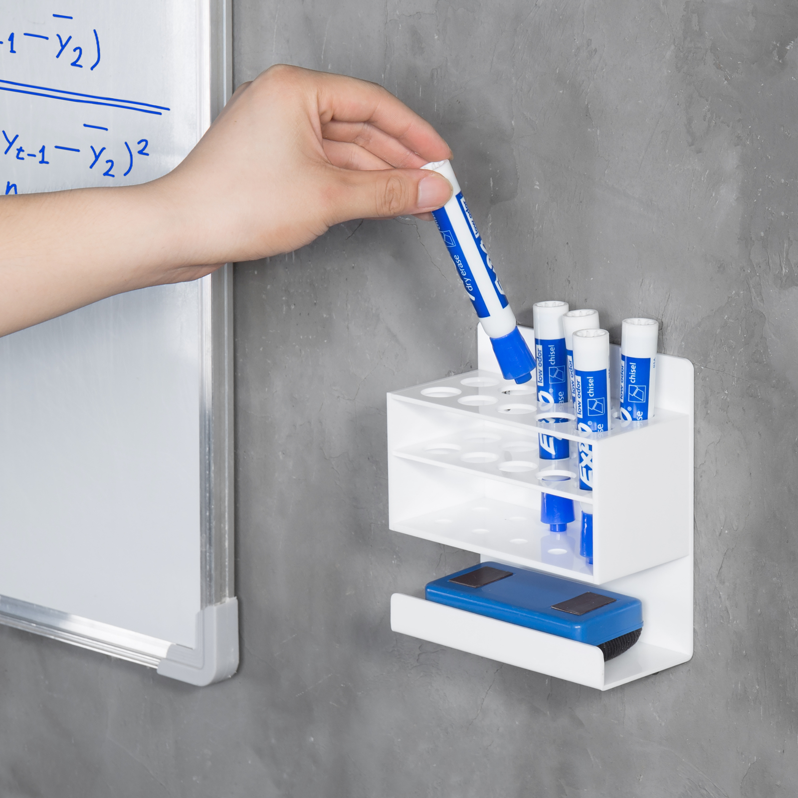 MyGift 2 Tier White Acrylic 10 Slot Dry Erase Marker and Eraser Wall Stand Rack