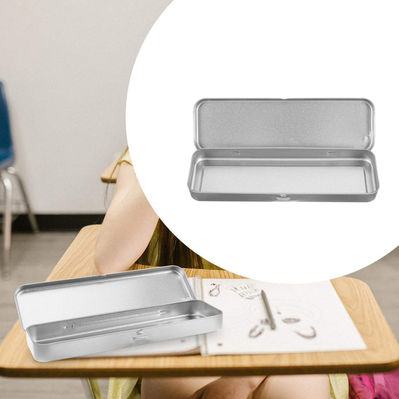 Metal Pencil Case 8 X 2 Inches Frosted Iron Tinplate Single-Layer Rectangular…