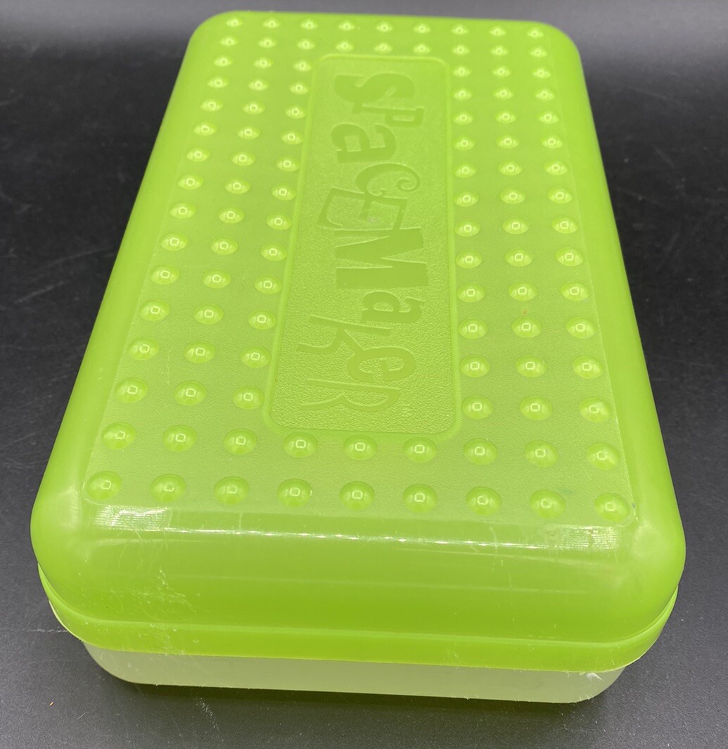 Spacemaker Plastic Pencil Desk Storage Box 8.5″ X 5.5″ Neon green and Clear