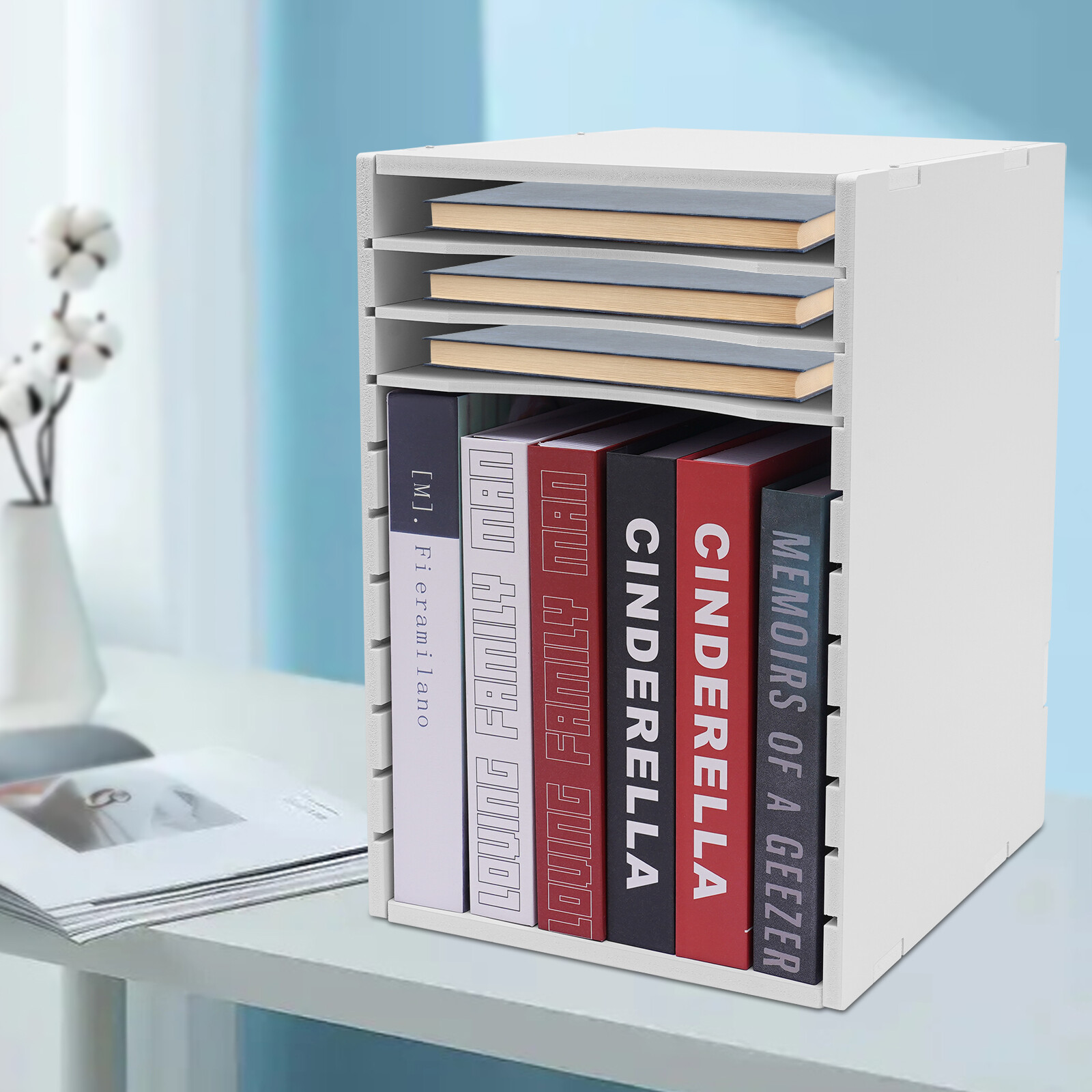 Literature Organizer File Sorter Paper Storage Holder 11 Compartment White