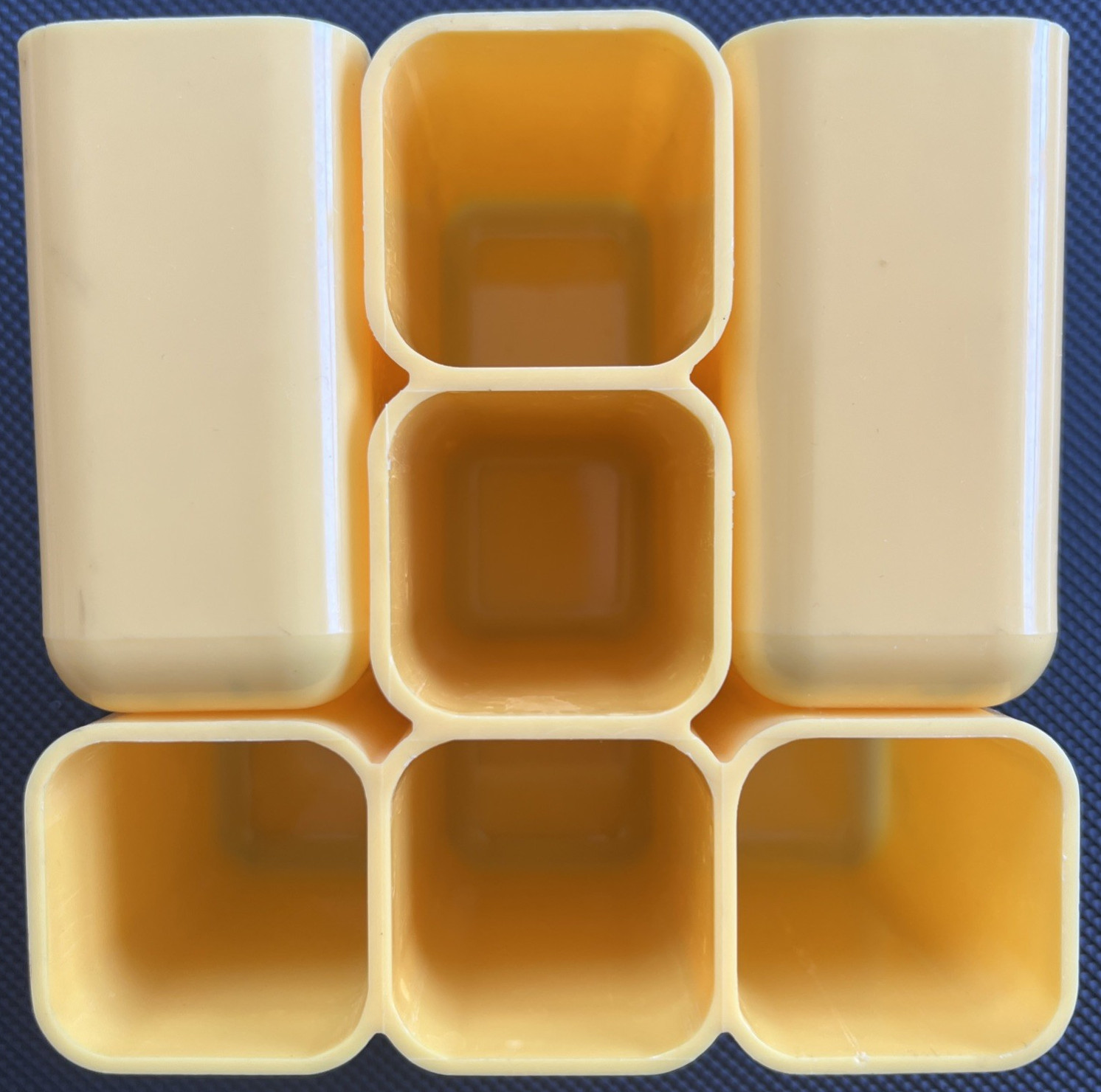 VTG Yellow Desk Caddy ~ Office Organizer Pencil Holder ~ Mod 1970s Space Age