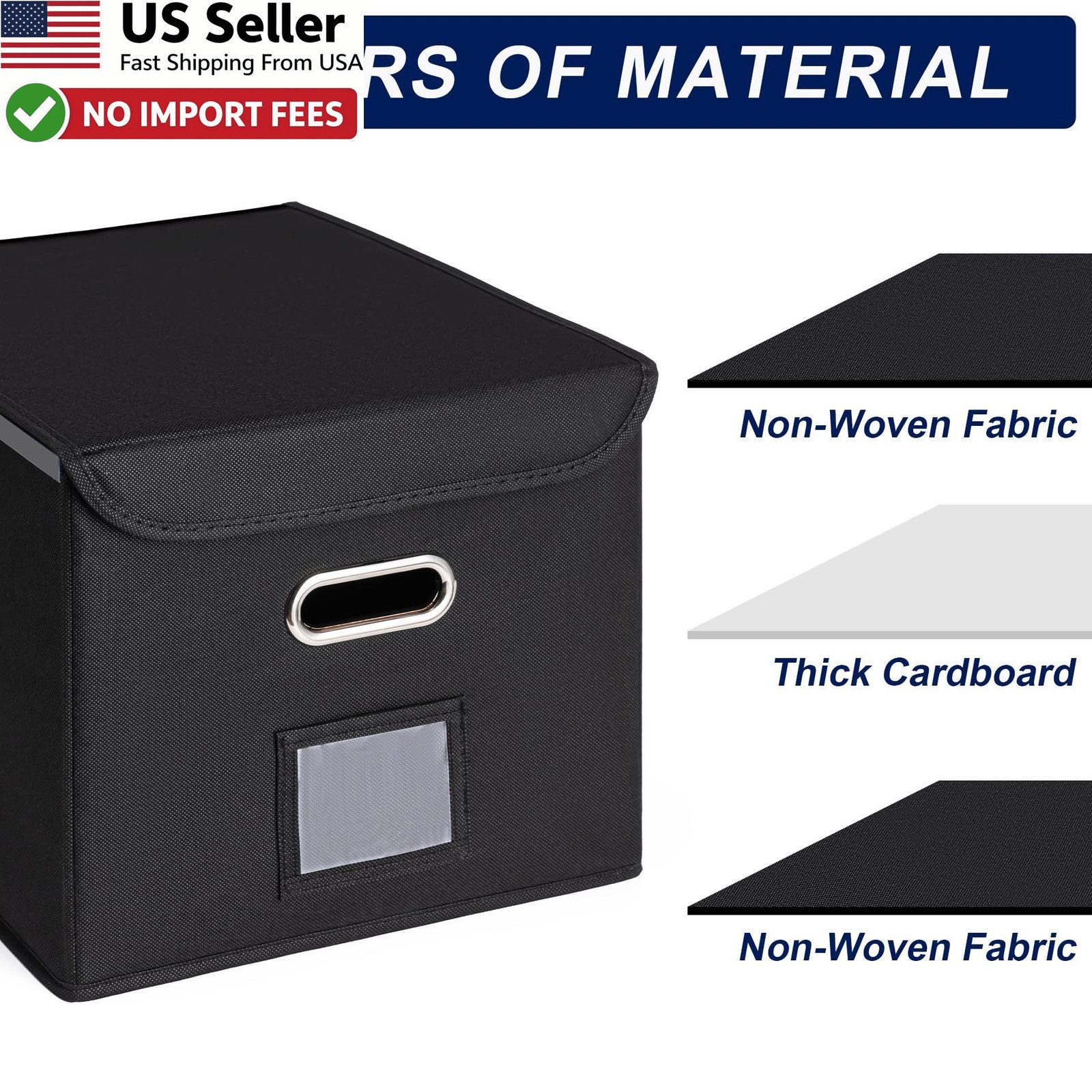 File Organizer Box Large Hanging File Storage Collapsible Black Lid FROM USA